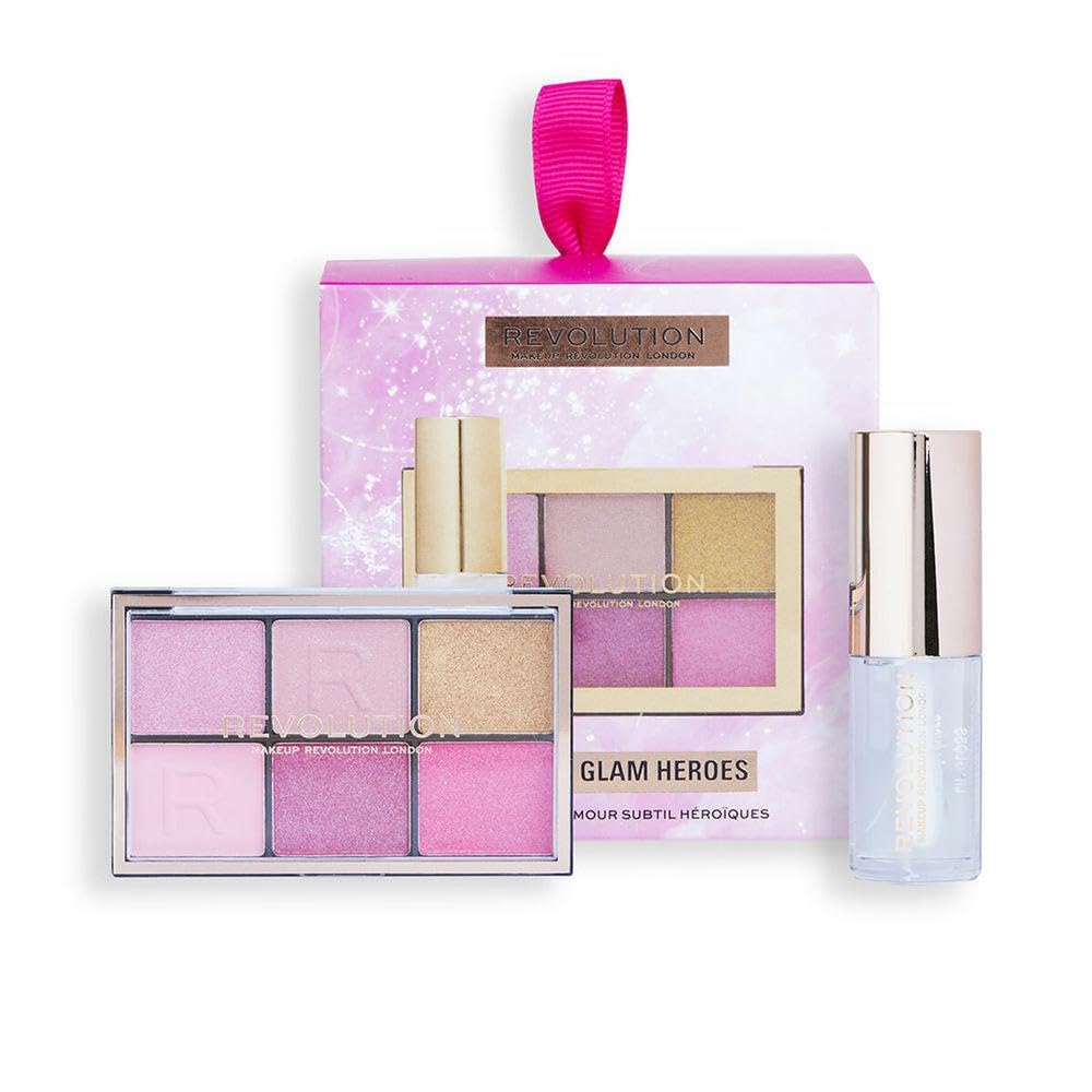 Makeup Revolution Mini Soft Glam Heroes Gift Set, lip gloss, shimmer shadow palette - Pack of 1