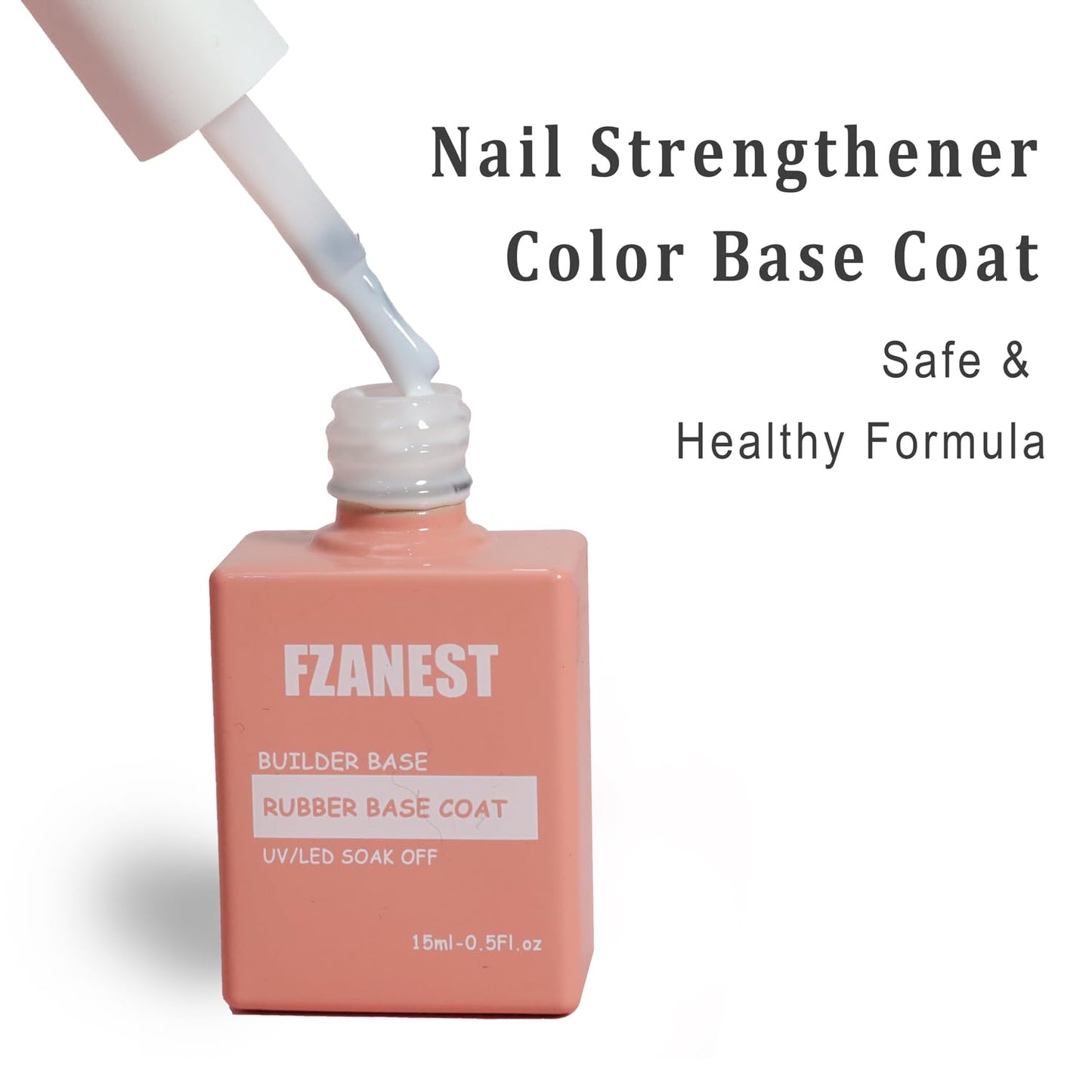 FZANEST Rubber Base Builder Gel for Nails Kit, 6pcs*7.5ml in a Bottle, Nail Strengthener Extension With Jelly Natural Nude Pink Colors, UV Soak Off Polish