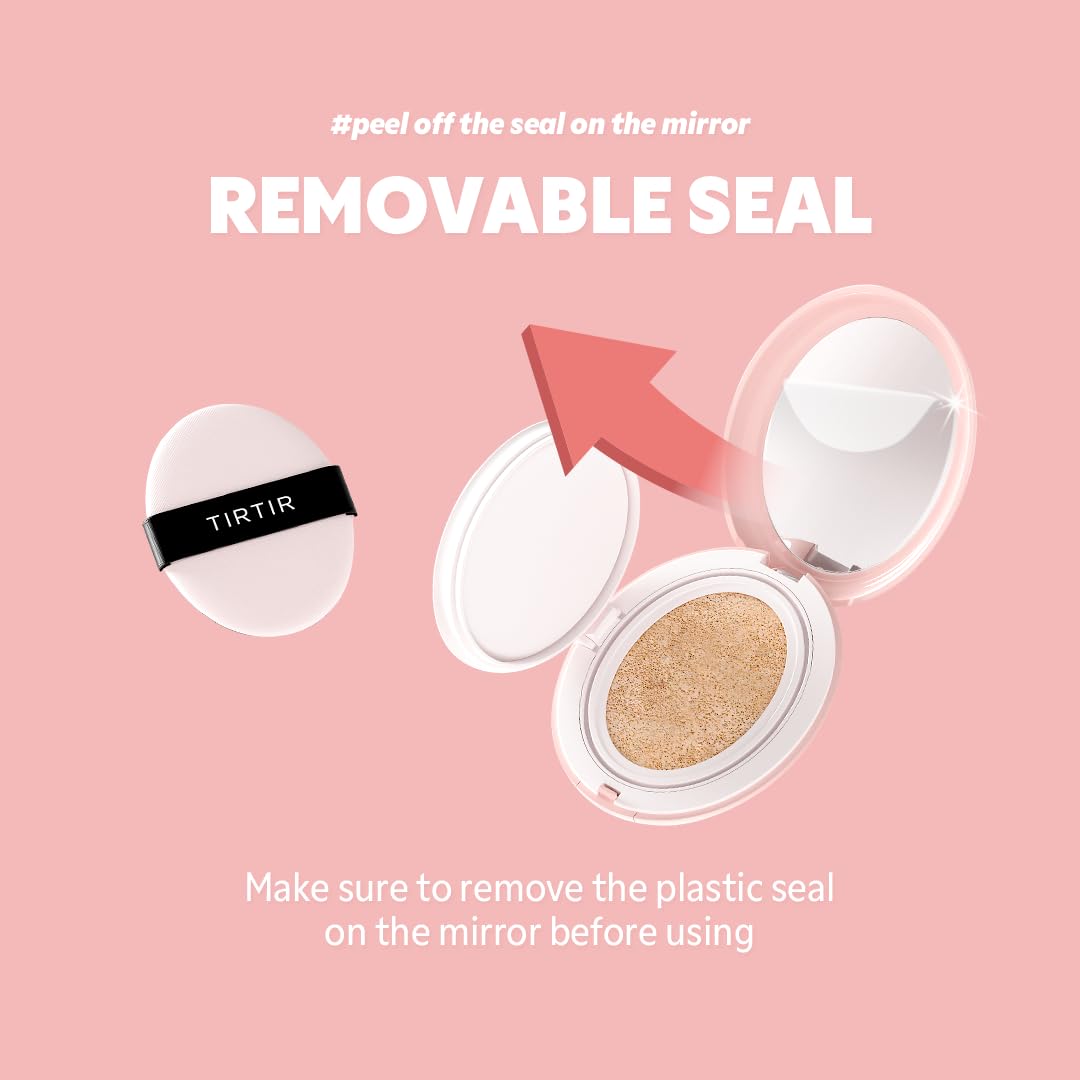 TIRTIR Mask Fit All Cover Pink Cushion Foundation | High coverage, Velvety Matte Finish, Lightweight, Flawless, Corrects Redness, Korean Cushion (#33N Macchiato, Full Size, 0.63 Fl Oz)