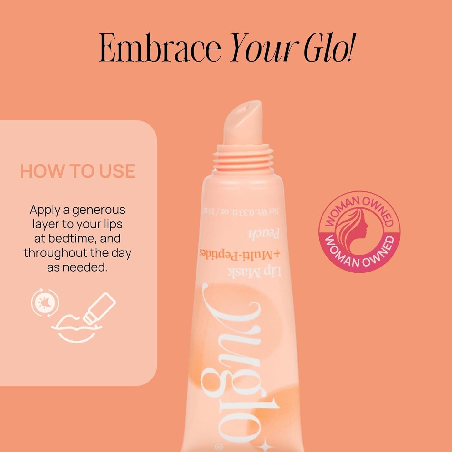 YUGLO Lip Sleeping Mask with Multi-Peptides | Peach Flavor | Hydrating & Plumping Lip Treatment for β¨Dry, Chapped Lips | Nourishes & Moisturizes | Overnight Lip Repair