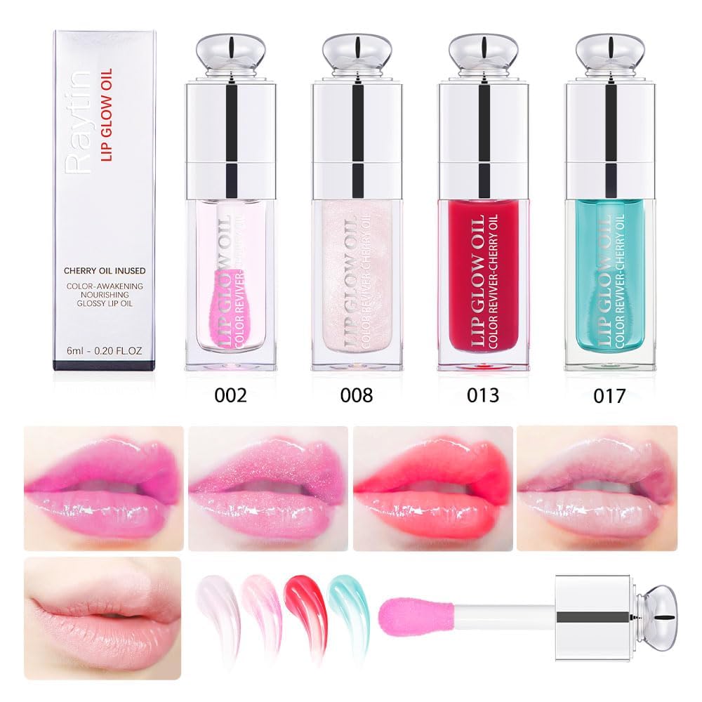 Hydrating Lip Glow Oil-Lip care oil- Lip Oil Tinted for Lip Care and Dry Lips-Prevents Dry Cracked-Non-sticky Big Brush Head-Lip Plumping -Lip Oil gloss tinted-008