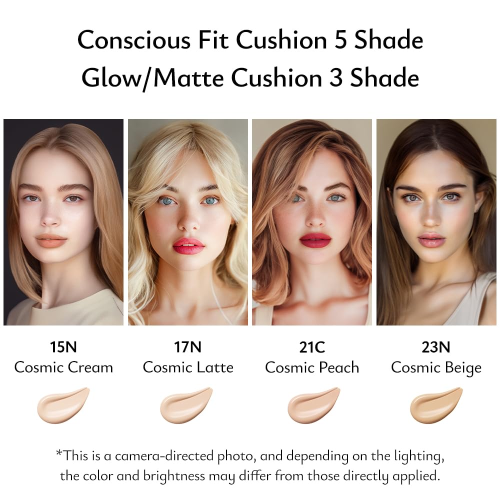 MOONSHOT KOREA Matte Fit Cushion Foundation Full Coverage Matte Finish, Breathable Makeup for Face, Long Lasting, Lightweight K-BEAUTY (21N Cosmic Vanilla, Matte Fit Cushion)