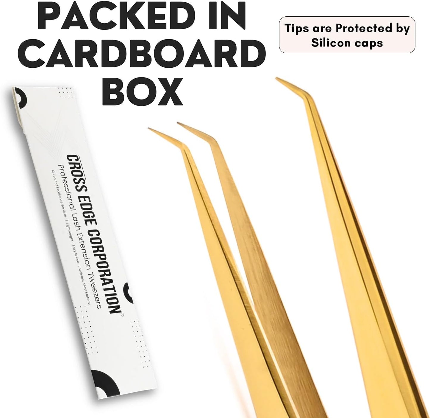 Isolation Tweezers for Eyelash Extension – 14cm Curved Lash Tweezer, Stainless Steel, Best for Individual Isolation & Classic Lashes, Pinzas para Pestaña(Gold Titanium)