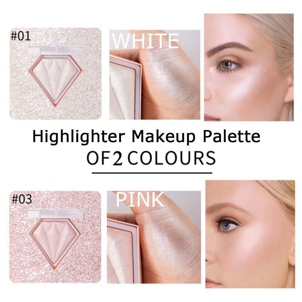 Pink Highlighter Makeup Palette, Face Highlighter Palette Glitter Highlighter Palette Shimmer Highlighter Powder for Face Cheek Illuminator Iluminadores de Maquillaje(03)