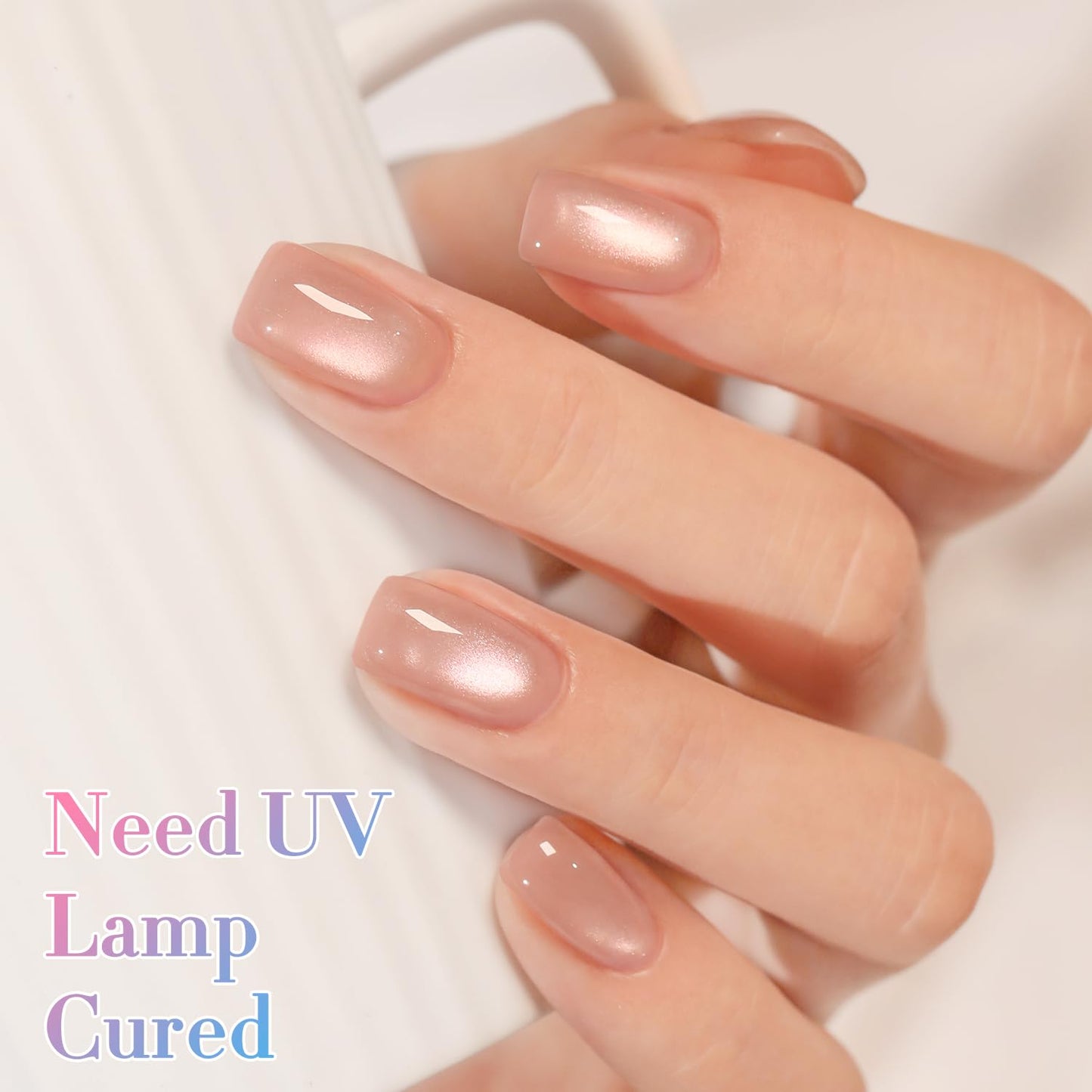 Double Rhythm 0.5 OZ Cat Eye Gel Polish with Magnet 15ML Holographic Glitter Shimmer Translucent Jelly Color Magnetic Nail Polish Salon DIY at Home (Fruit Nude-MC1203)