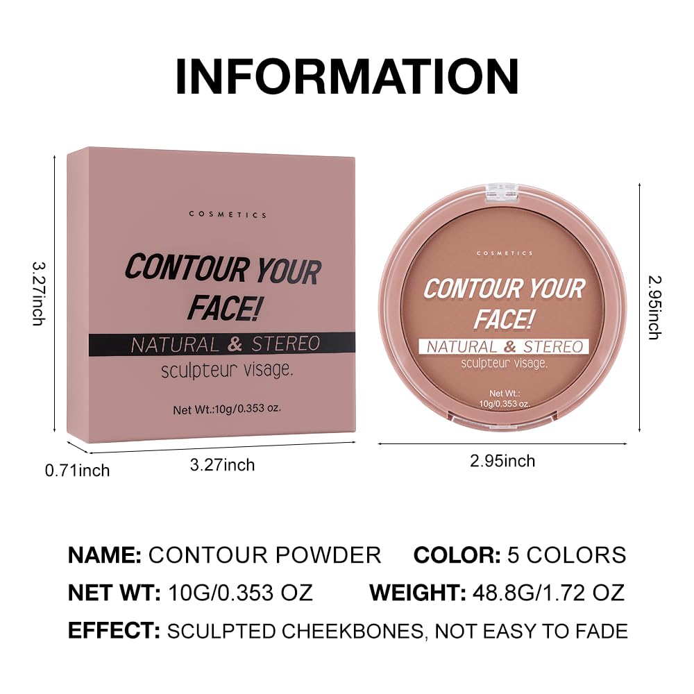 Natural Matte Warm Brown Cream Contour Palette – Lightweight, Blendable Monochrome Powder Base for All Skin Tones, Face Makeup for Women & Men, Vegan & Cruelty-Free, Paleta de Contorno en Crema Mate