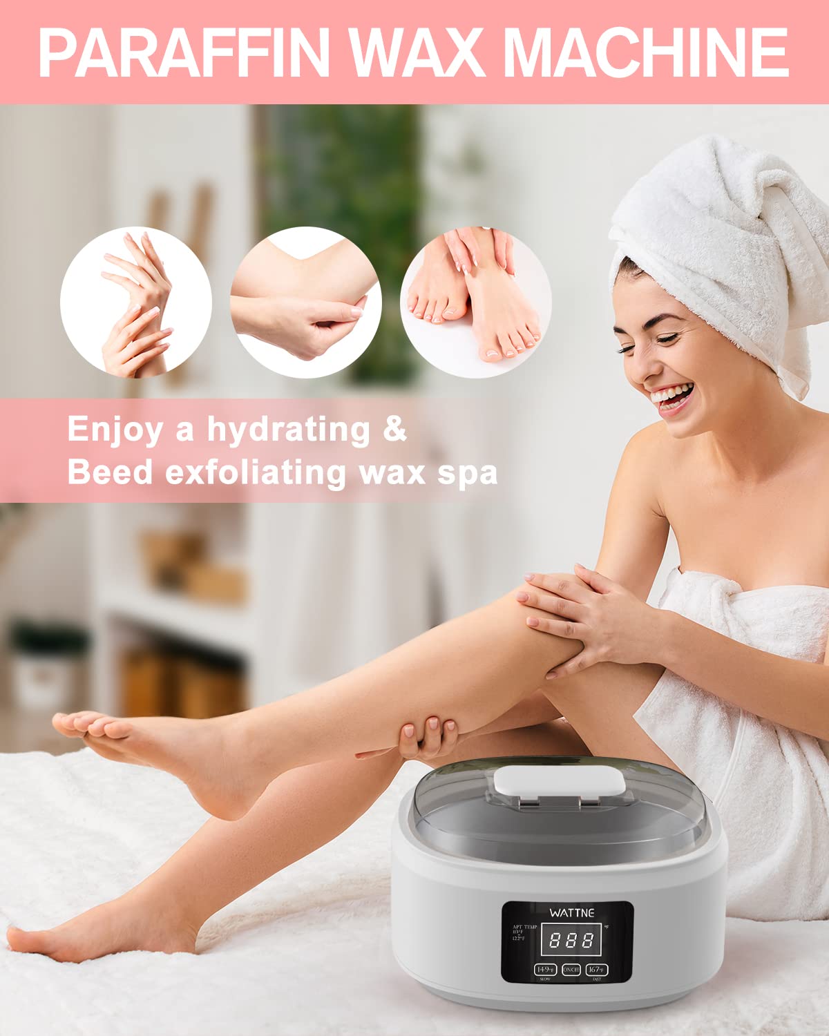 Paraffin Wax Machine for Hand and Feet -Paraffin Wax Warmer Moisturizing Kit Auto-time and Keep Warm Paraffin Hand Wax Machine for Arthritis (White)
