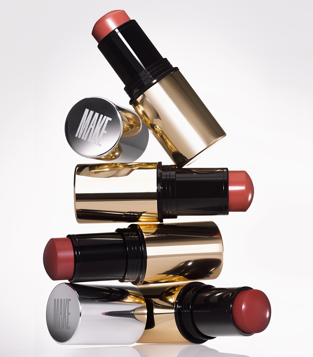 MAKE Beauty Heat Stroke Cream Blush Stick for Cheeks with Natural Hydrating Dewy Finish. Creamy Gel Blush Balm - Shade Flare, Warm Rose Cheek Tint