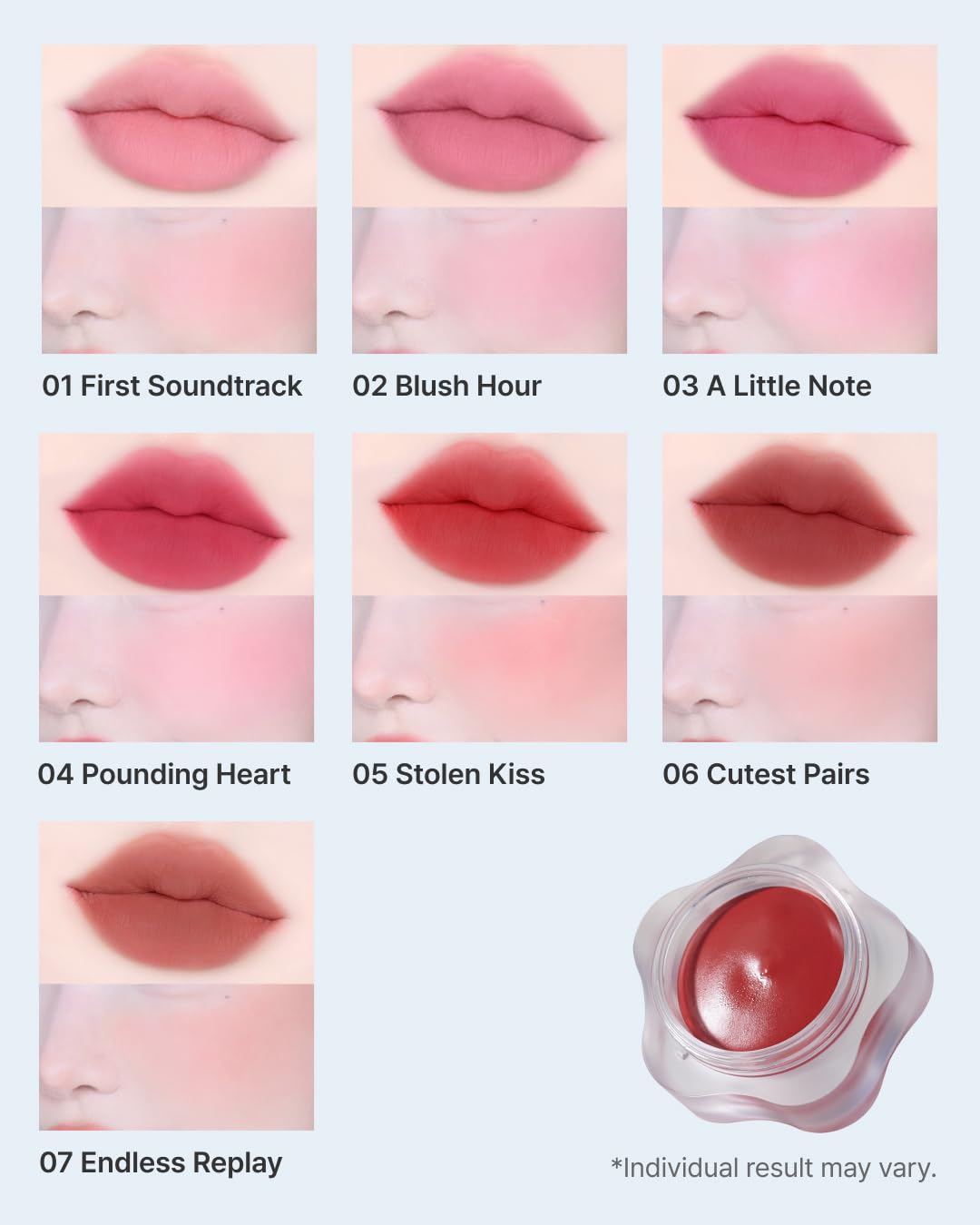 DEARMAY Pure Falling Mood Lip Pot No. 04 Pounding Heart 0.23 Oz. Vegan Lip Stain Lip & Cheek Multi-Use Tint With Hydrating Formula for Smooth Soft Blend Without Dryness or Fine Lines, Korean Makeup