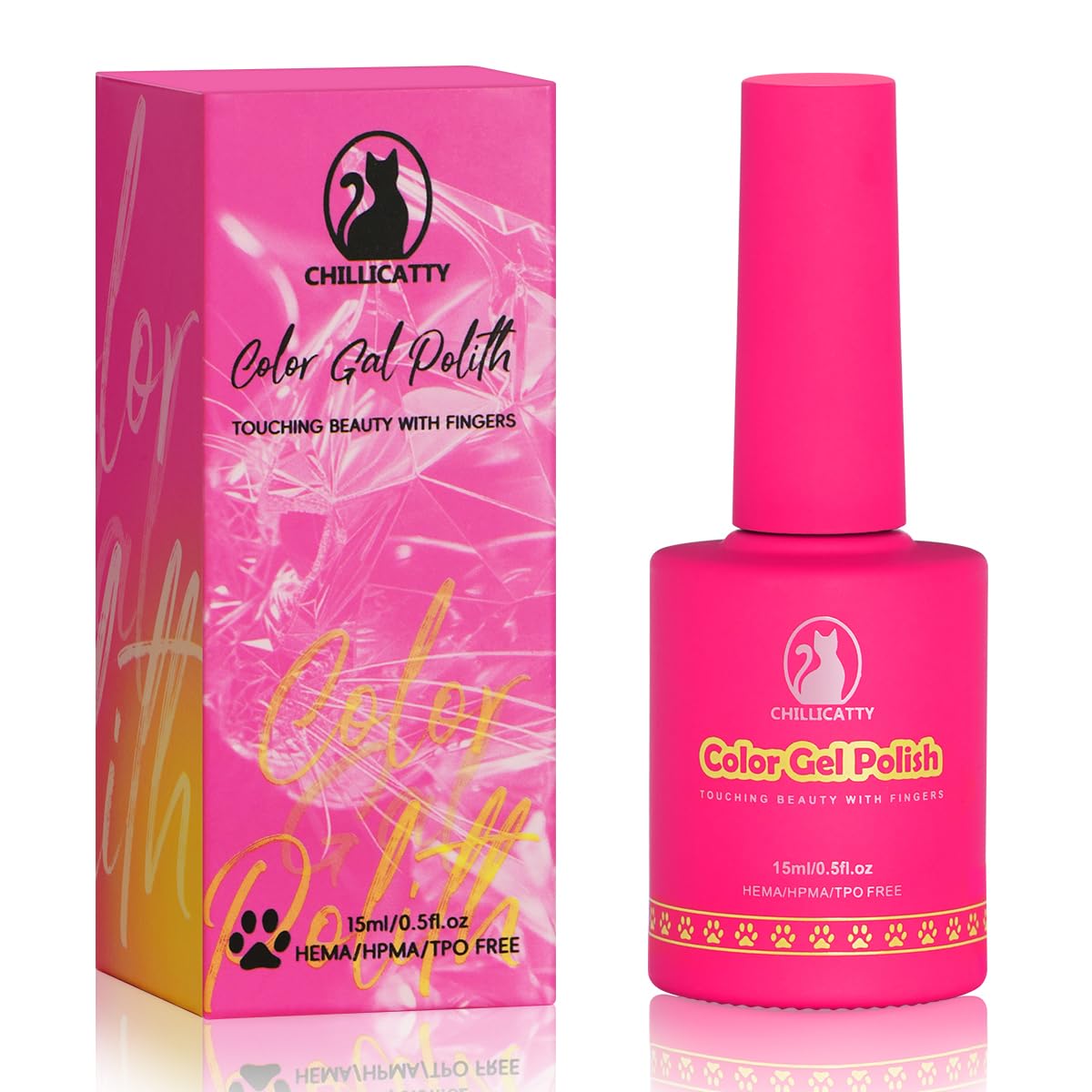 Holographic Glitter Gel Nail Polish, HEMA HPMA TPO Free, Black Sparkle Shimmer, Need UV Lamp Long Lasting Salon Perfect Gel Nail 15ML for Women (BJ-005)