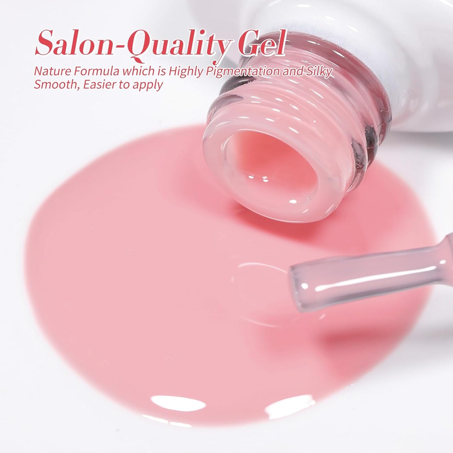 Born Pretty Milky White Jelly Nude Pink Gel Nail Polish Set,Nude Pink Sheer Translucent Gel Polish Milky Natural Gel Polish Set Nail Art Manicure DIY Kit Home Salon 6PCS 7ML