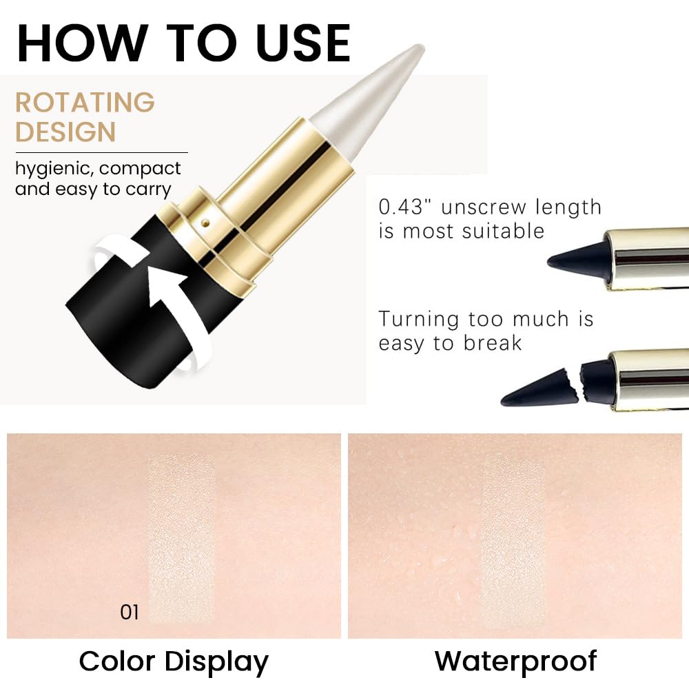 Kaely Silver Gel Eyeliner Pencil,Waterproof Smudge Proof Eye Liner Pen,Cat Eye Goth Halloween Makeup,Eye Black Face Paint Lipstick Crayon,Color Colorful Eyeliner Eyeshadow Stick,01