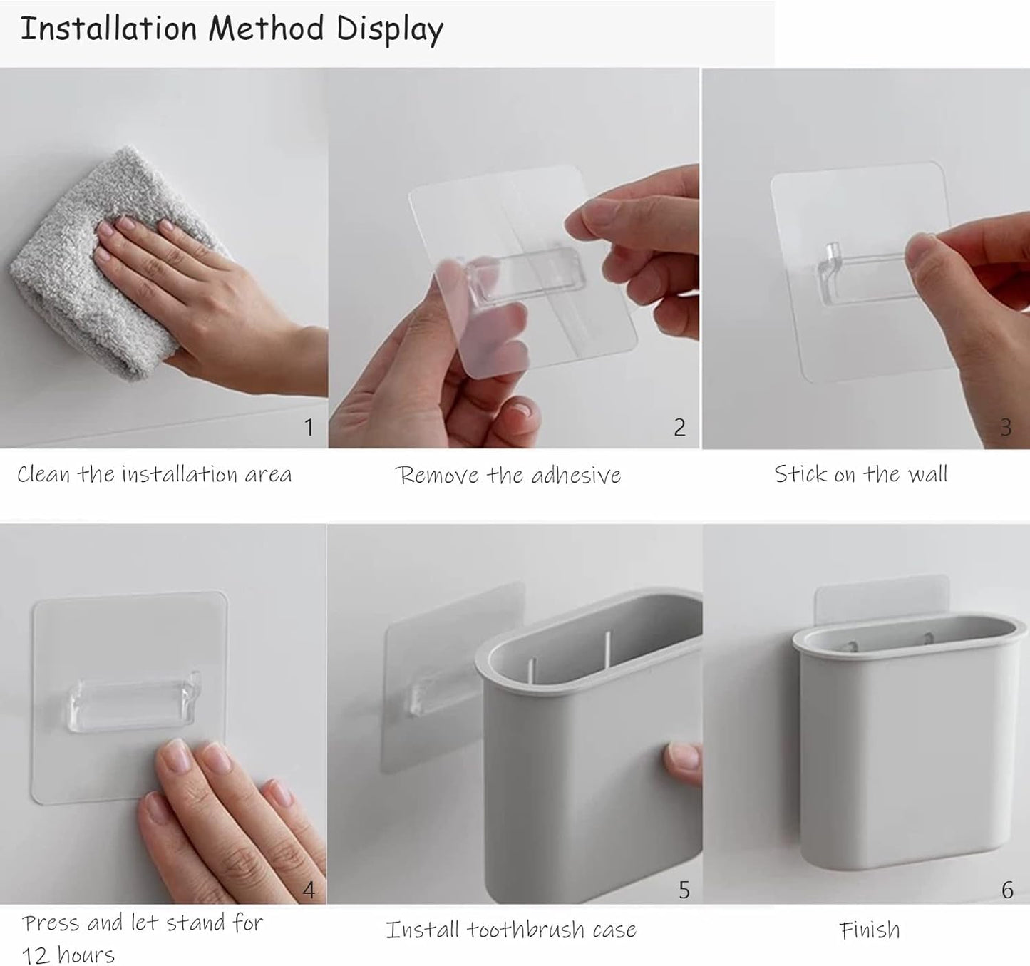 Toothbrush Holders Wall Mounted, Self Adhesive Tooth Brush Holder for Bathroom Electric Toothbrush Toothpaste Razor Bathroom Accessories(Black)