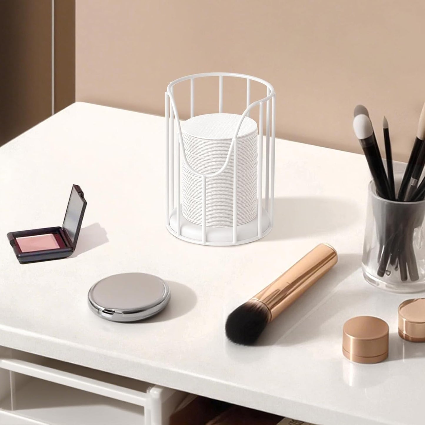 Luxspire Bathroom Cup Dispenser, 3-5oz Dixie Cup Dispenser, Metal Dixie Cup Holder, Disposable Paper Cup Holder for Bathroom, Cotton Pad Holder, Guest Bathroom Essentials, White, 2 Pack