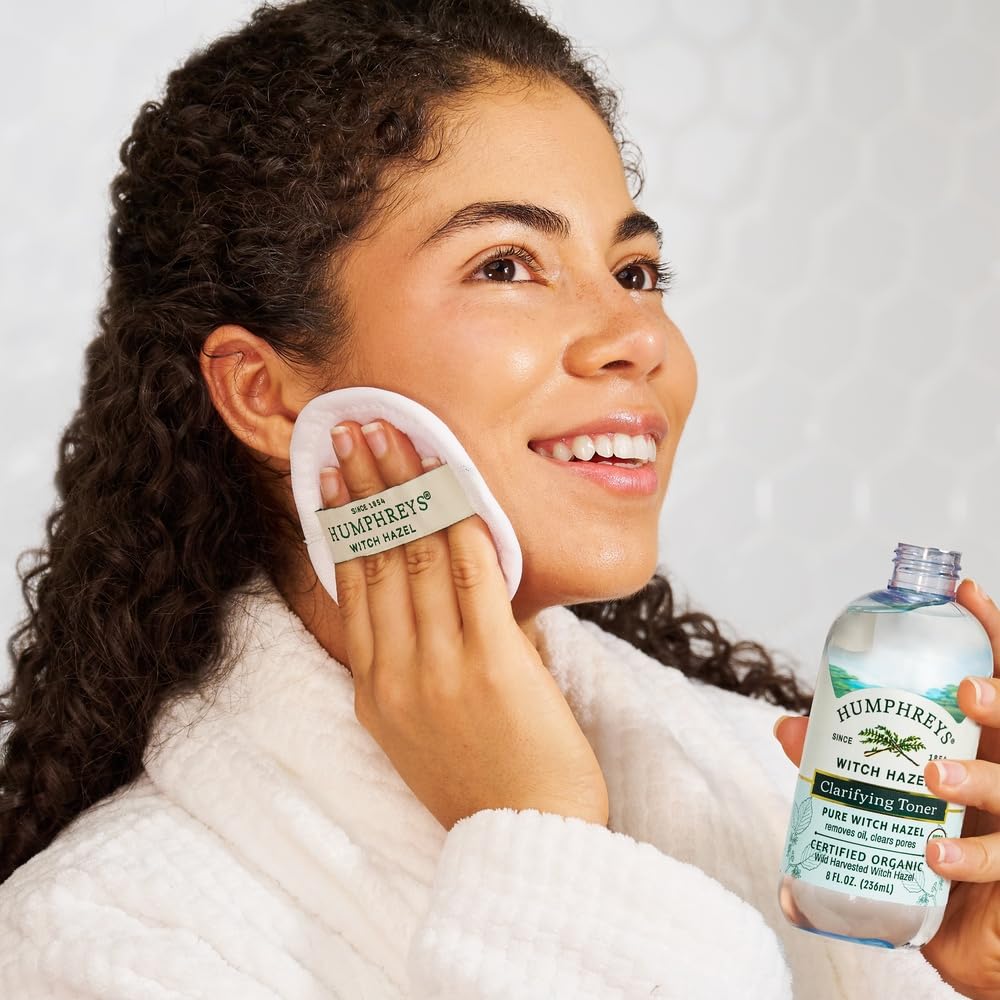 Humphreys Witch Hazel Clarifying Toner | Wild Harvested Witch Hazel | USDA Organic | Natural | Hydrating | Clears Pores & Removes Oil | 8 Fl Oz