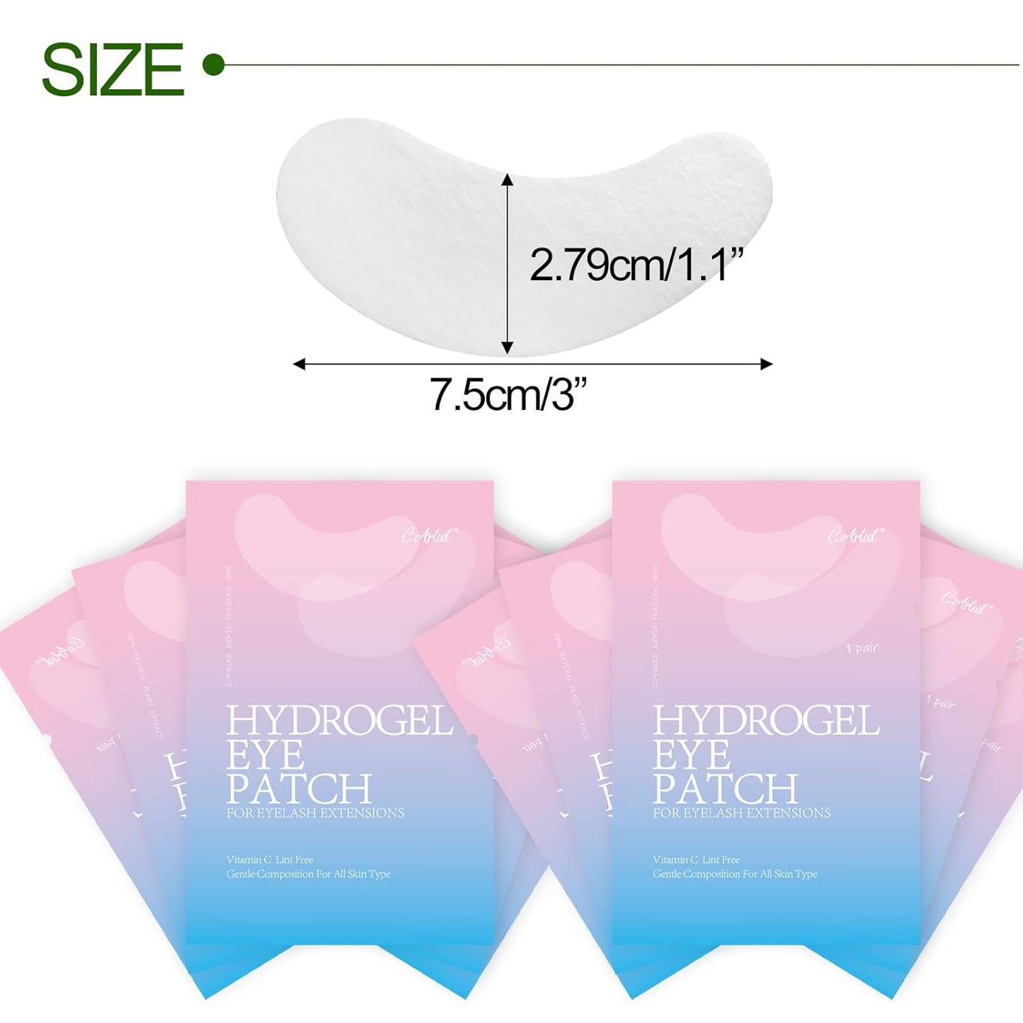 110 Pairs C. ARTIST 100% Natural Eyelash Extension Under Eye Gel Pads patches kit Collagen Aloe Vera Hydrogel Eye Patches Eyelash Extension Supplies Tools, Lash Extension Supplies, lash tech supplies