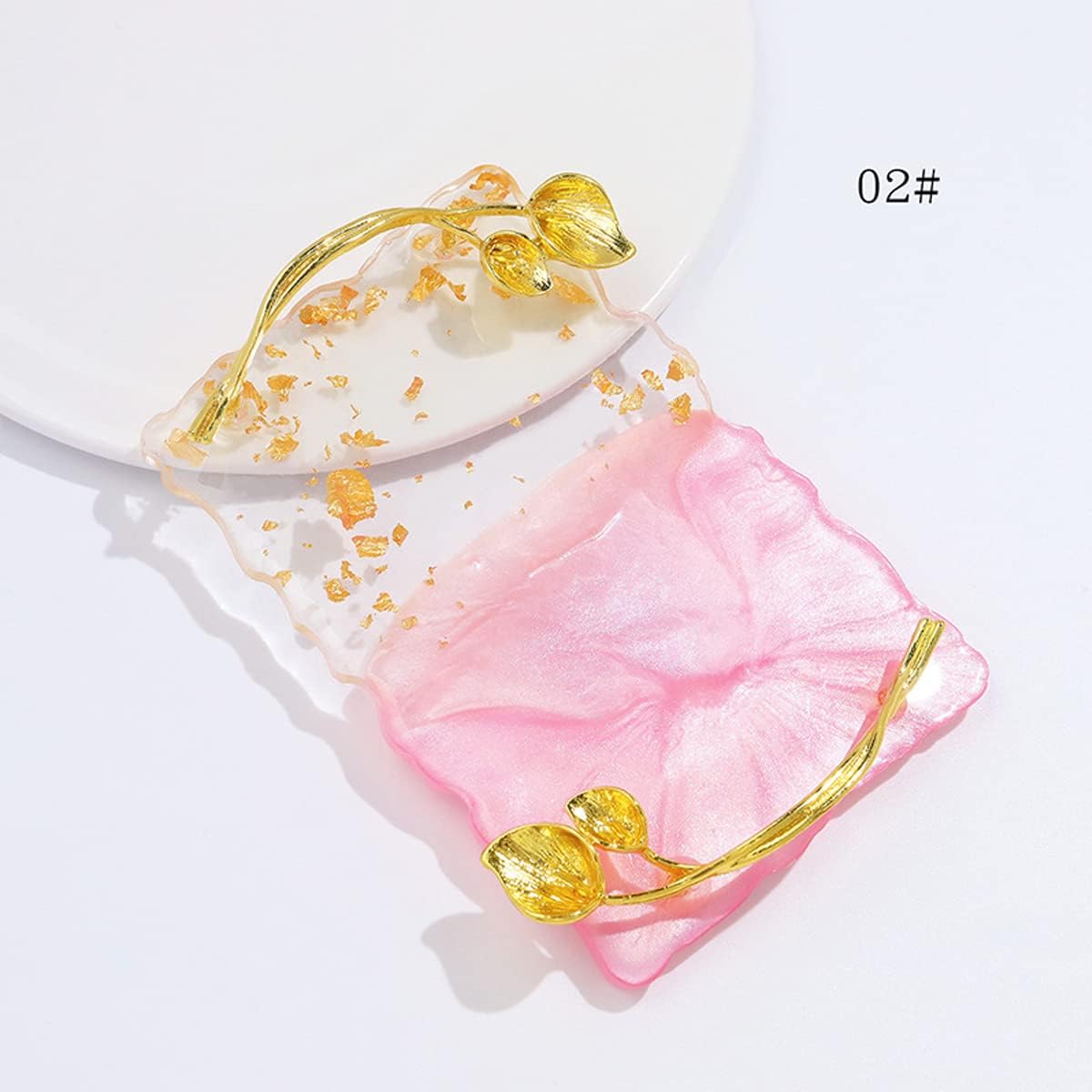 2023 Retro Nail Art Palette, Nail Painting Mixed Color Palette with Leaves Handle, Nail Holder Gel Color Makeup Display Board Pallet (Pink)