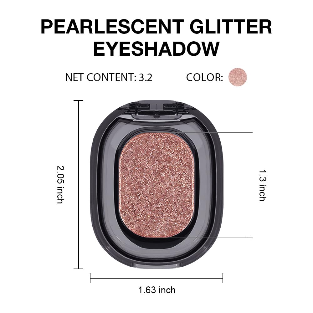 Eye shadow low saturation delicate long-lasting eye shadow palette, Monochrome Glittler Eyeshadow, pressed glitter eyeshadow, Glittle Pressed Powder Single Vegan Eyeshadow, (02 Glittle Brown)