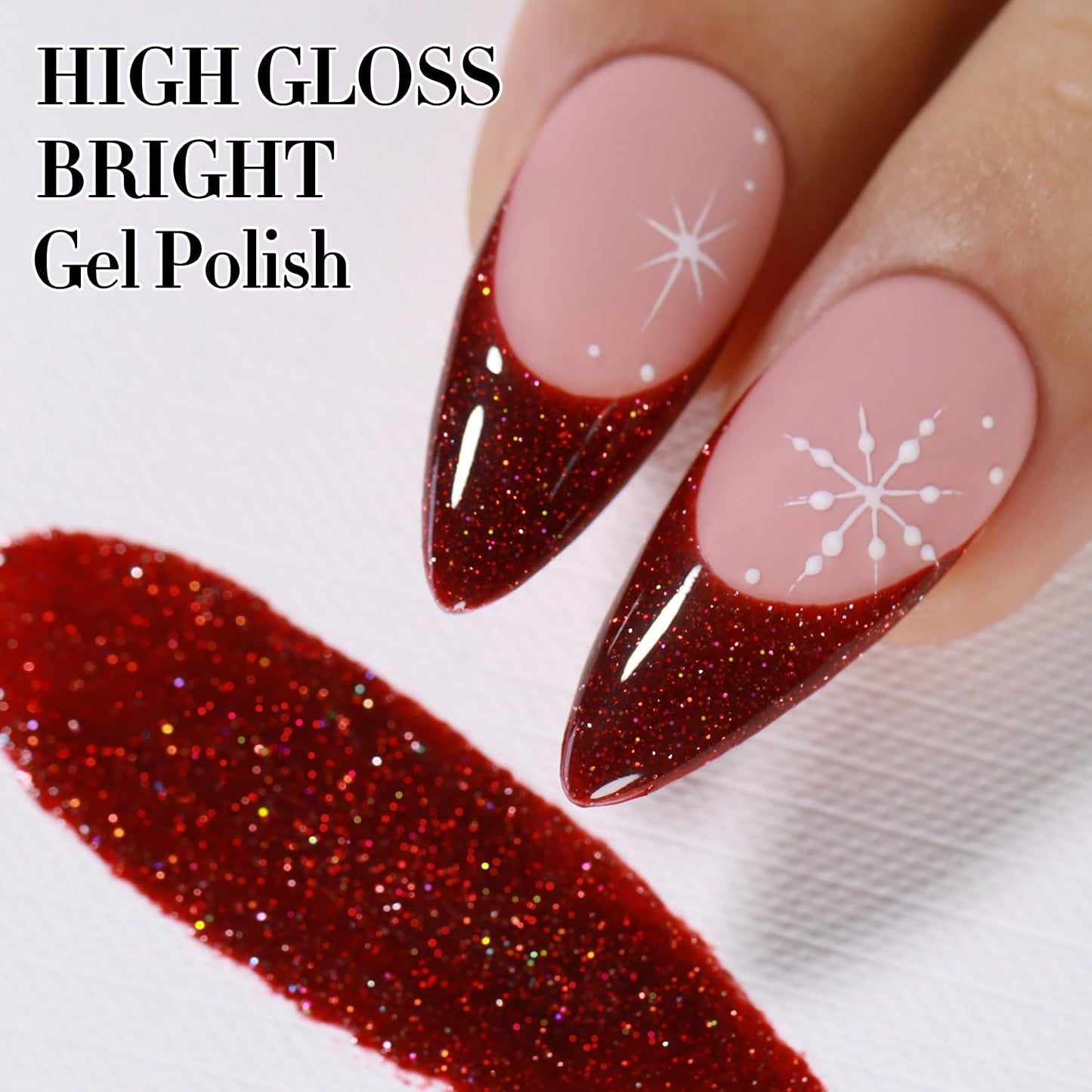 Double Rhythm Glitter Gel Polish Dark Red 15ML Shimmer Reflective Color for Nail Art Salon DIY at Home 0.5Oz (Burgundy Red-B1038)
