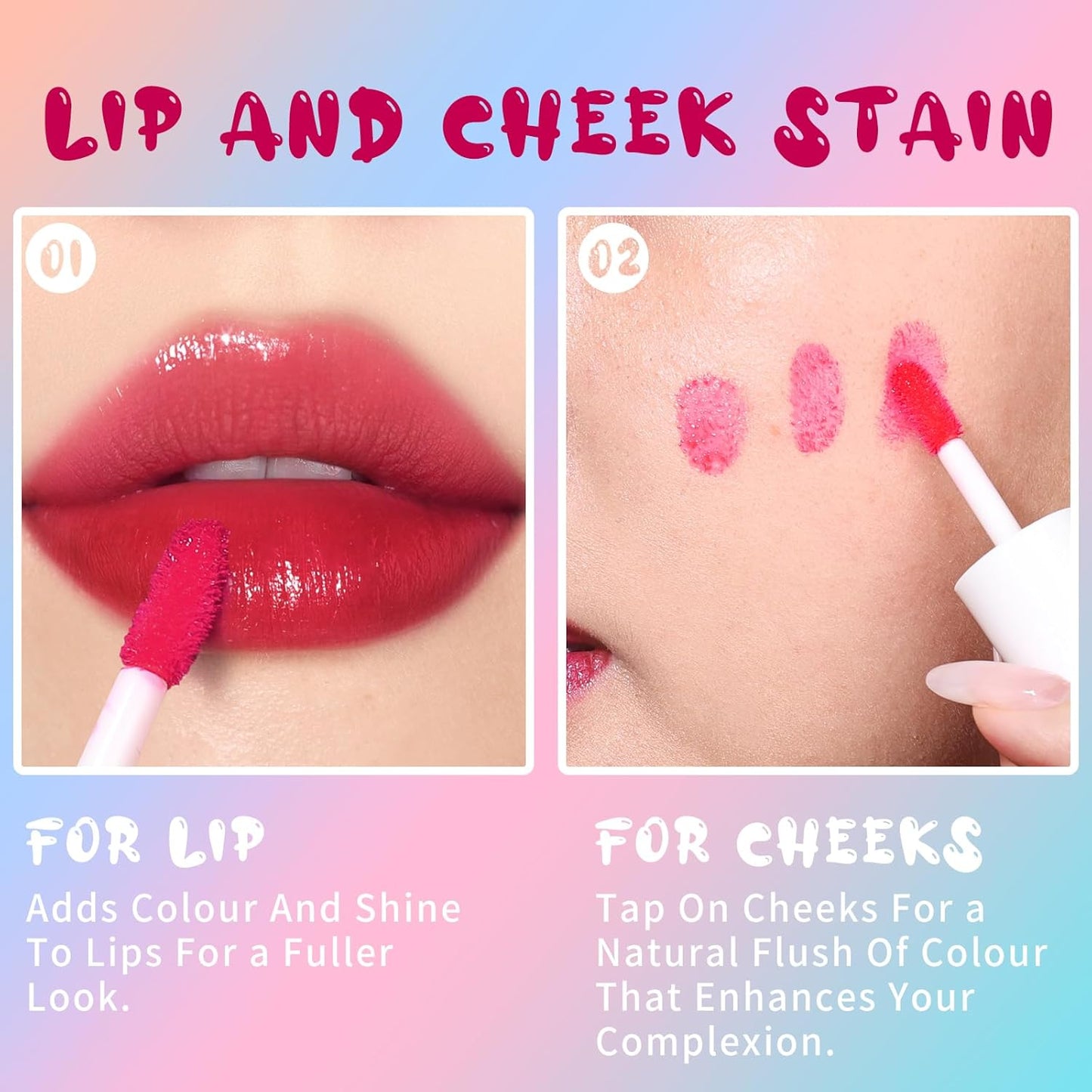 Lip Tint Stain, Long Lasting Korean Lip Stain Set, Non-sticky Waterproof Lightweight Lip and Cheek Tint, Moisturizing High Pigment Water Tint, Matte Finish Lip Tint