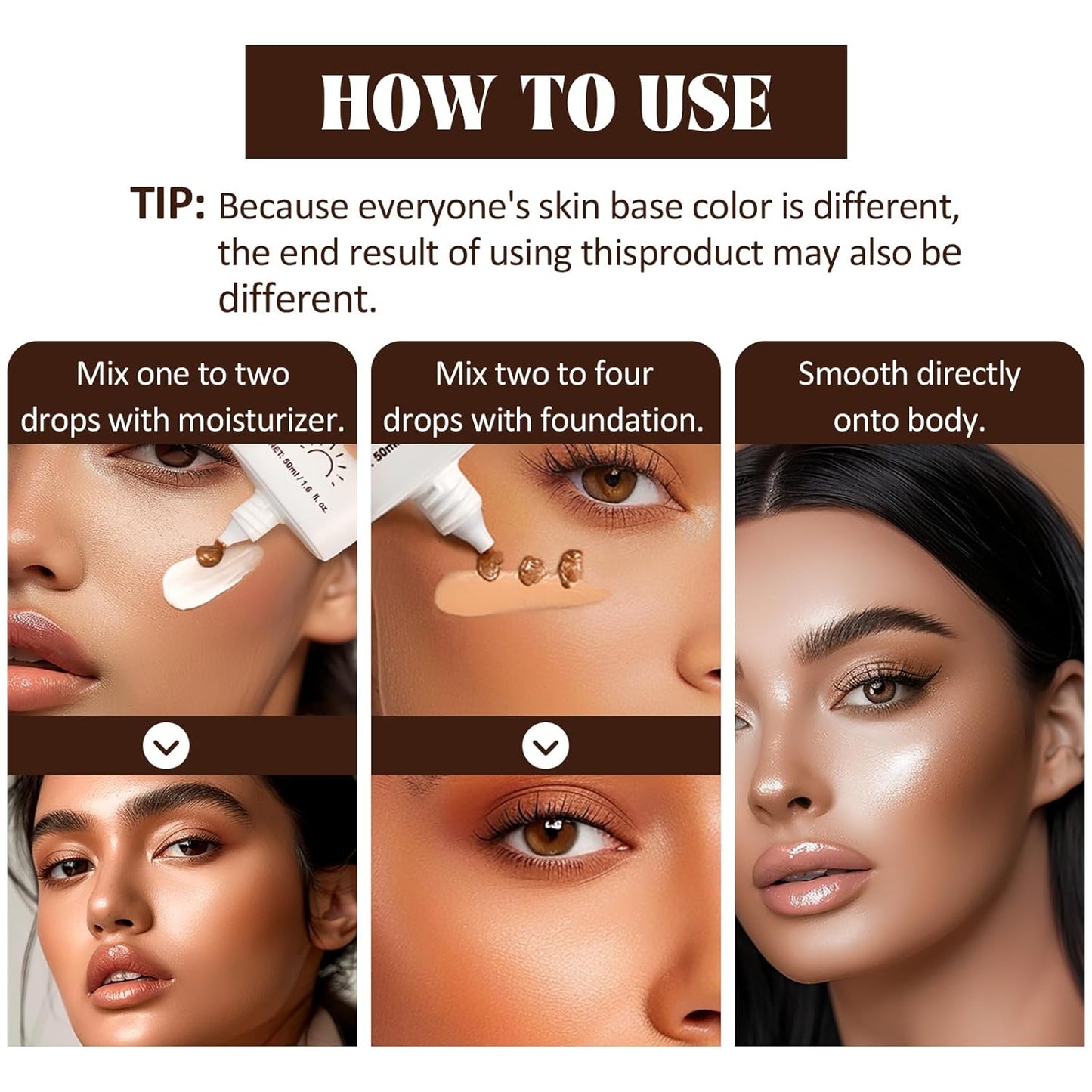 Instant Bronzing Drops, Face and Body Bronzer, Cream Liquid Bronzer Drops for Instant Tan, Bronze Drops, Blendable Lightweight Texture Bronzing Drops for Face - 04