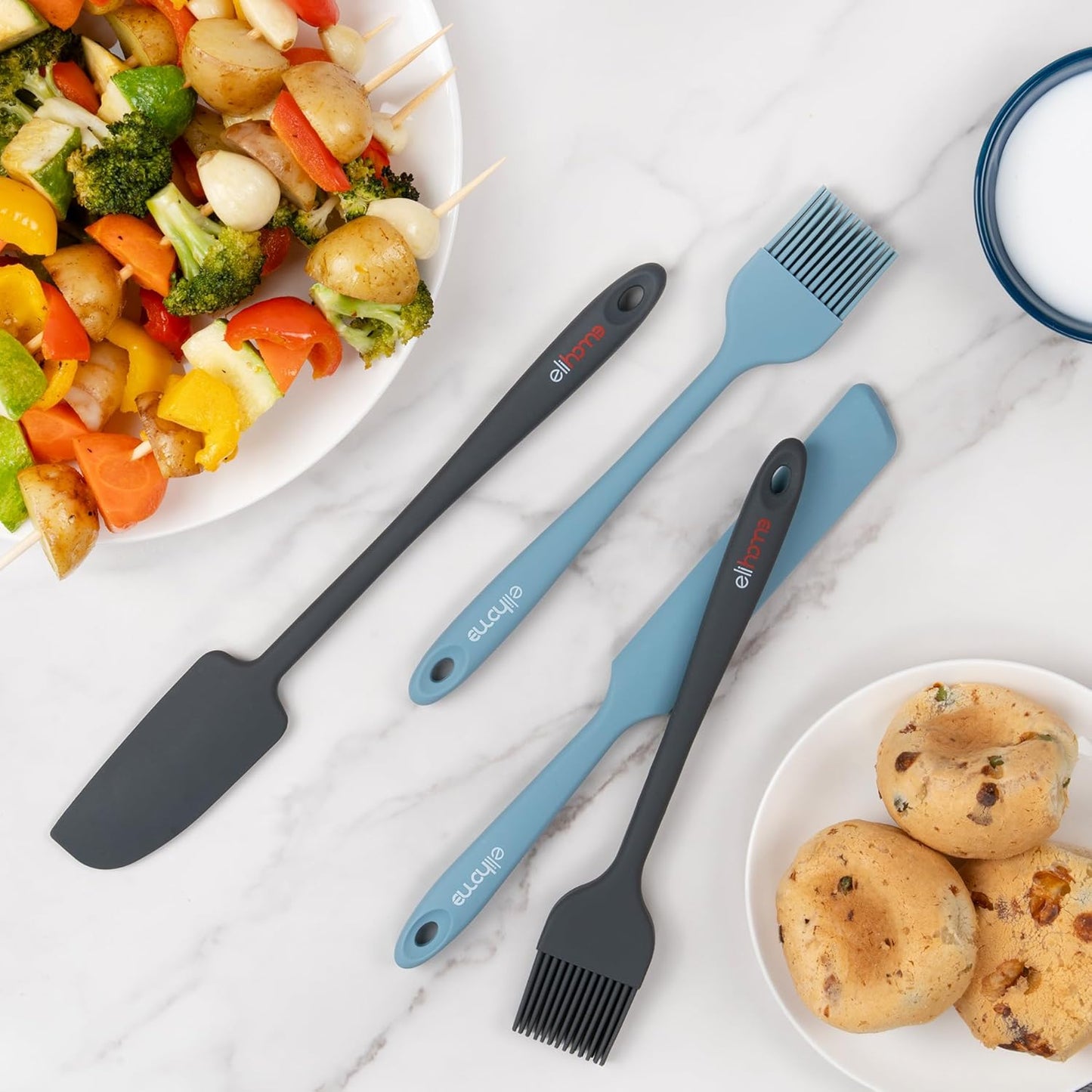 Elihome Mini Silicone Spoonula - Non-Stick Heat Resistant Silicone Scraper Spatula for Mixing, Serving, Scraping, Stirring, and More, 8.75 Inch, Slate Teal Grey