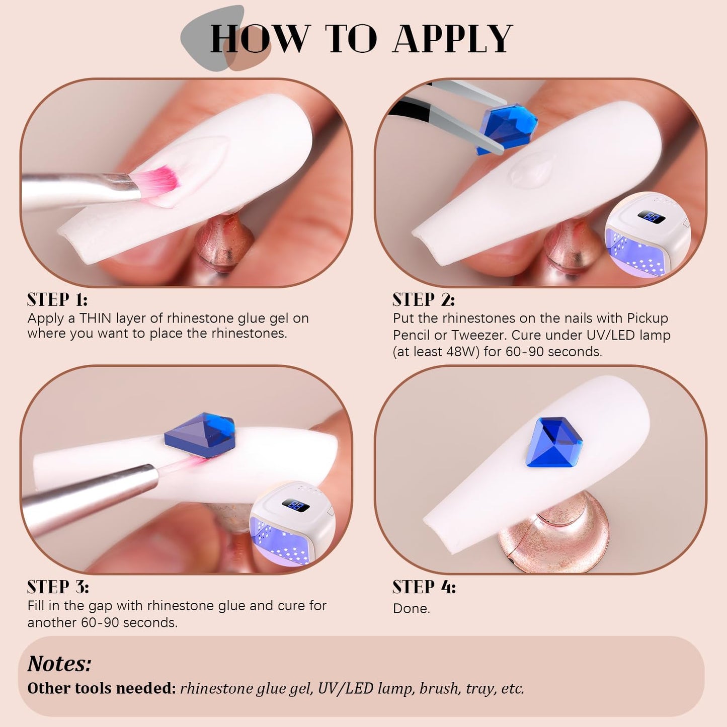 2750Pcs Royal Blue Glass Rhinestones 240Pcs Multi Shapes Flatback Gems + 2510Pcs 1.5-4mm Round Crystal, Manicure Charms Diamond Gemstones for Acrylic Nails Decoration