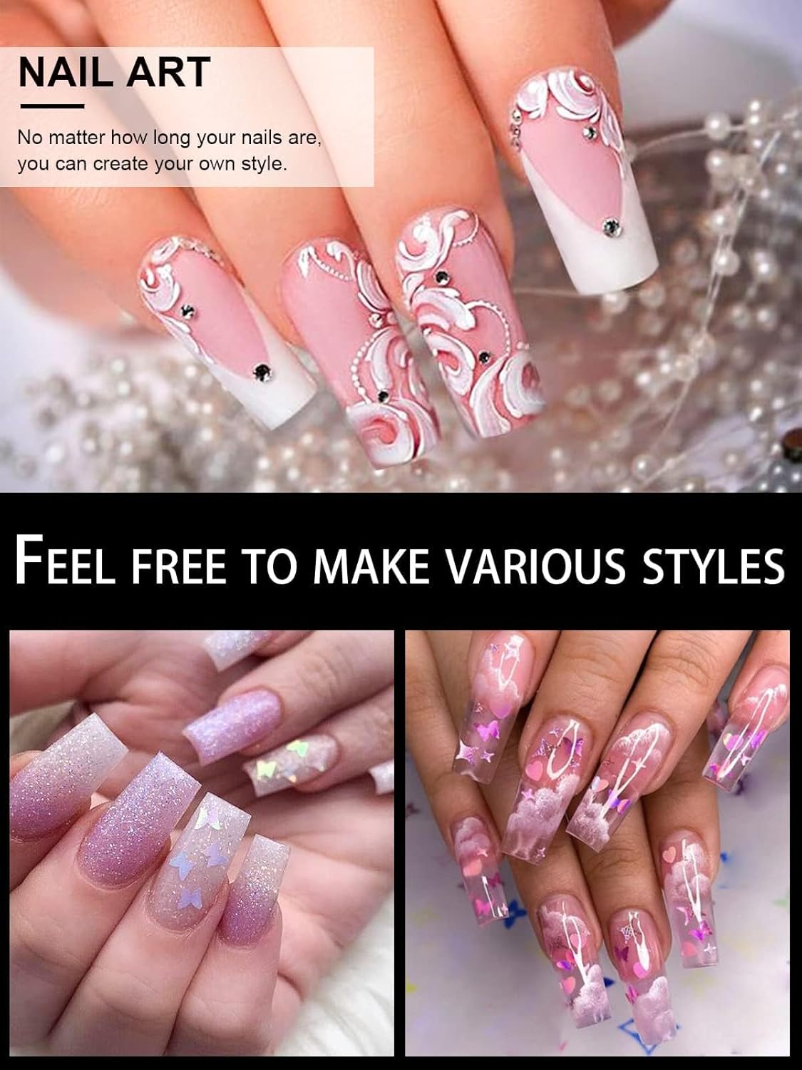 TOROKOM 120Pcs Poly Extension Gel Dual Nail Forms Square Clear Nail Forms Full Cover Coffin Nail Molds 12 Sizes for Gel Manicure Nail Art Design Salon&DIY