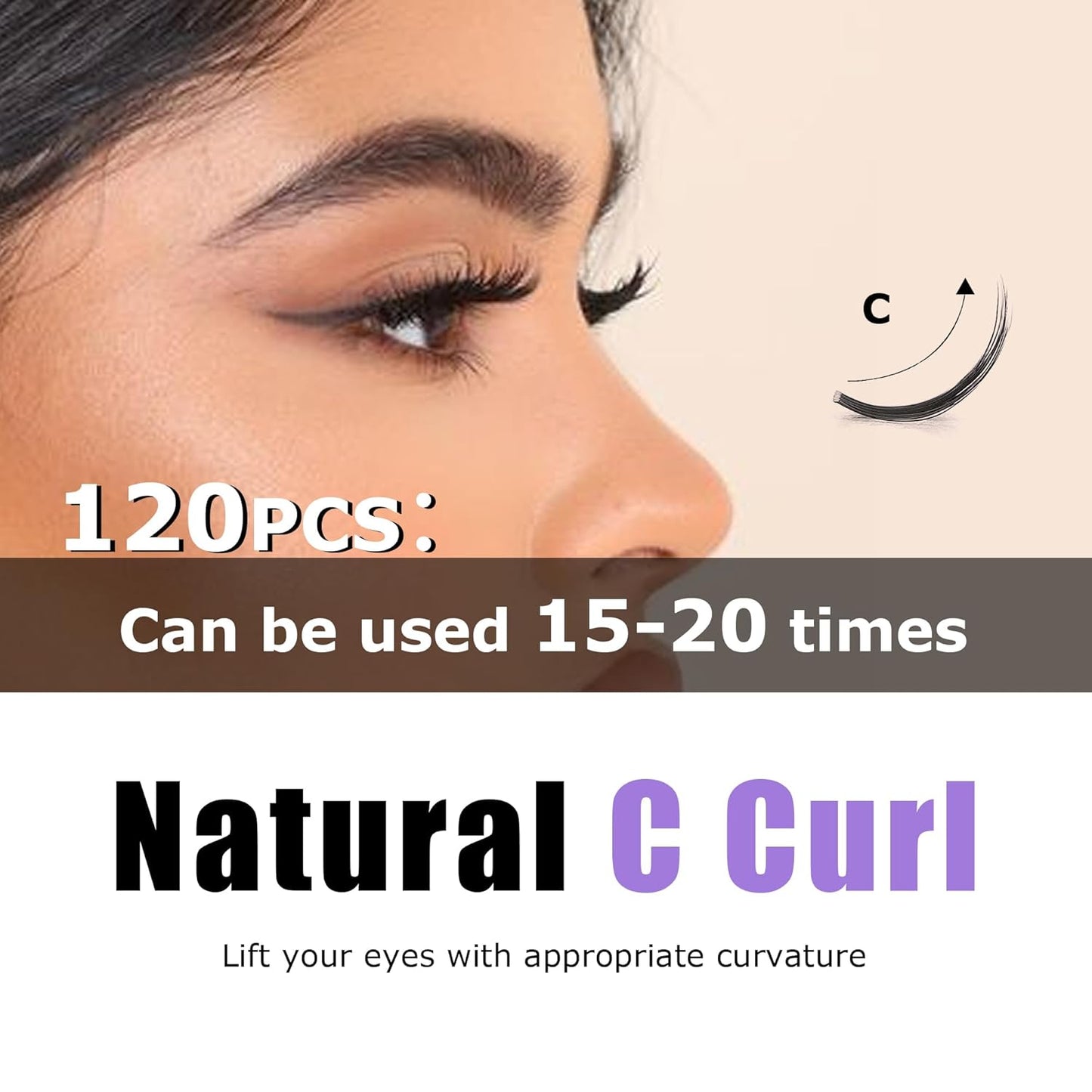 GAQQI Lash Clusters, Eyelash Clusters 120PCS D Curl Individual Lashes, Wispy Cluster Eyelash Extension 10-16mm Mixed Length, Natural Looking Cluster Lashes (GQ03, D Curl, 10-16mm)