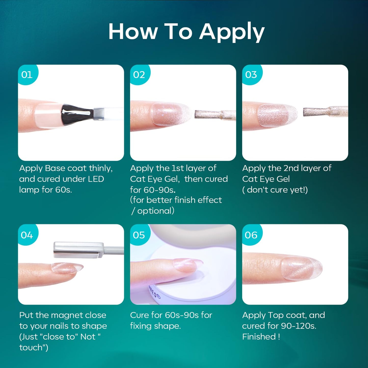 modelones Gel Nail Polish Set, 6 Colors Fall Winter Blue Green Cat Eye Collection 9D Gel Polish Sparkle Reflective Glitter Nail Polish with Magnet Soak Off LED Nail Art Kit DIY