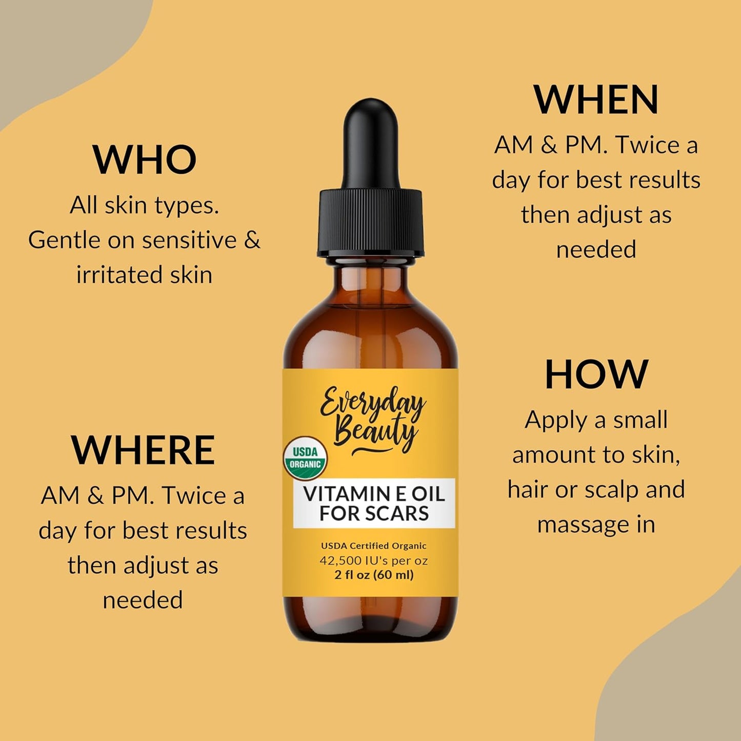 Organic Vitamin E Oil for Scars - All Natural & Vegan Skin Moisturizer 2.02oz - Light & Unscented Great for Scars After Surgery - Reduce Wrinkles, Anti Aging, Lighten Dark Spots -Face, Skin & All Over