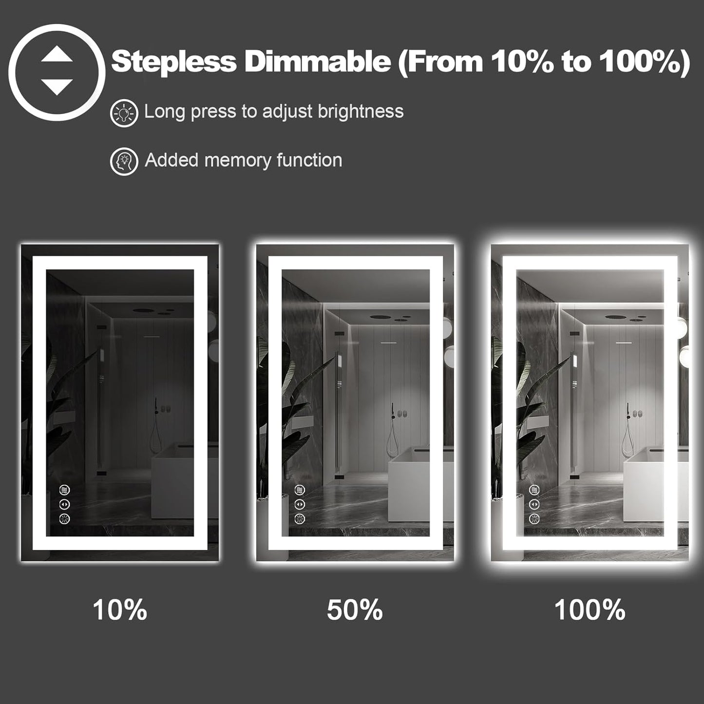 Amorho LED Mirror for Bathroom, 24"X32" with Front and Backlight, Stepless Dimmable Wall Mirrors with Anti-Fog, Shatter-Proof, Memory, 3 Colors, Double LED Vanity Mirror(Horizontal/Vertical)