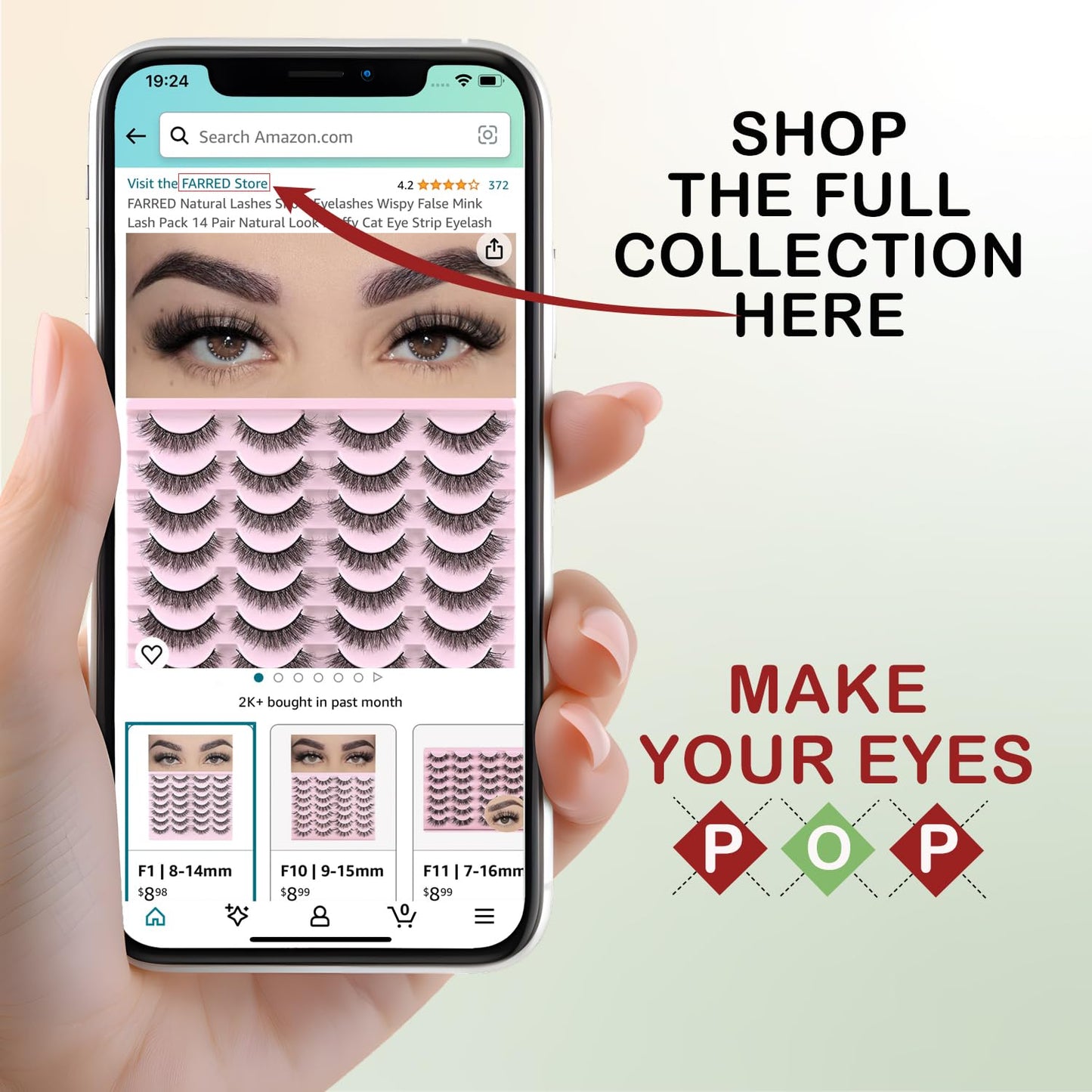 FARRED Lashes Natural Eyelashes Wispy Cat Eye False Lashes Fluffy Fake Eyelash Natural Look 14 Pairs Short Faux Mink Strip Eye Lash Pack for MUA and Beginners Daily Makeup (F4 | 9-16mm)