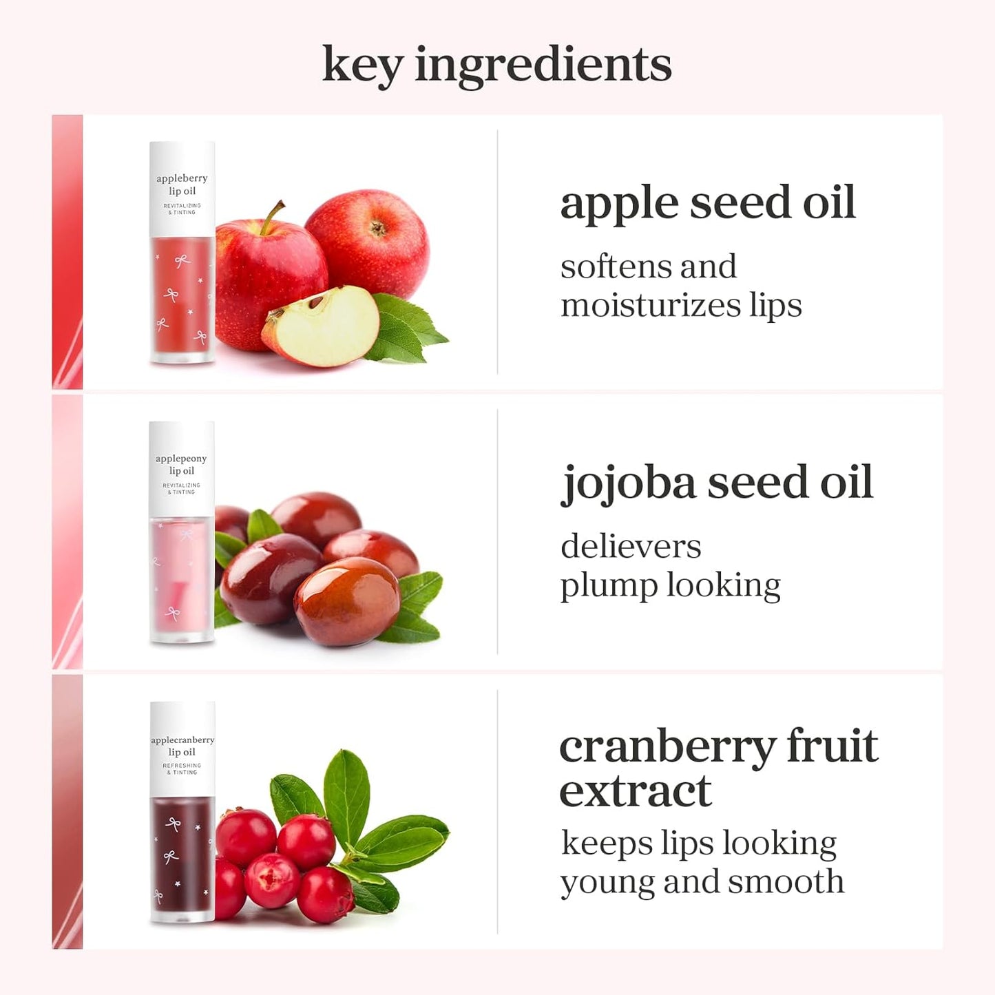 NOONI Korean Lip Oil Gift Set - Apple Seed Lip Oil Trio | Korean Lip Stain Long Lasting Hydration, Moisturizing, Glowing Korean Lip, Plumping, Holiday Christmas Travel Size Mini Set 0.12 Fl. Oz. x 3ea