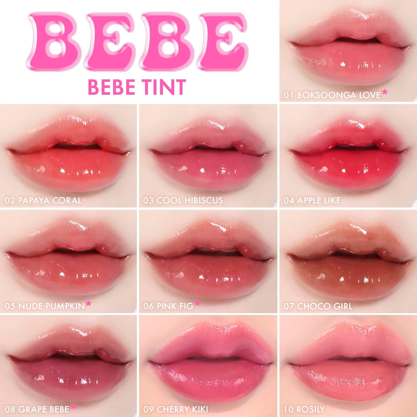 Amuse SEOUL BEBE TINT - 01 BOKSOONGA LOVE | 24-hour Long-lasting Lip Stain, Plumping, Hydrating, Moisturizing, No Peel Off, Lip Care, Treatment, Non Sticky, Korean Lip Tint for Dry Lips
