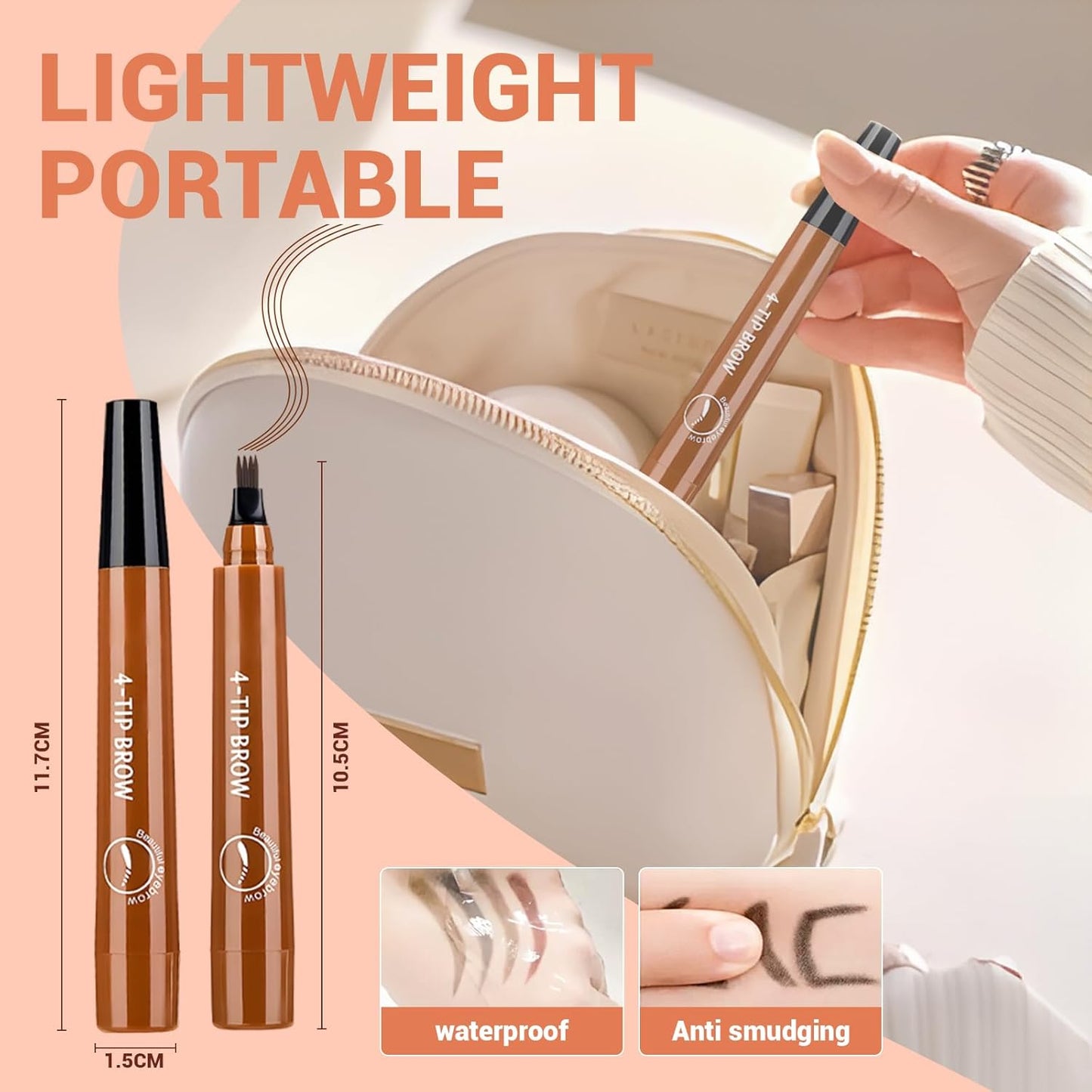 2025 New Magic Eyebrow Pencil, 3D Waterproof 4 Tipped Precise Brow Pen Microblading Eyebrow Pencil Contouring Pen Fine Stroke Microblading Creates Natural (Dark Brown)