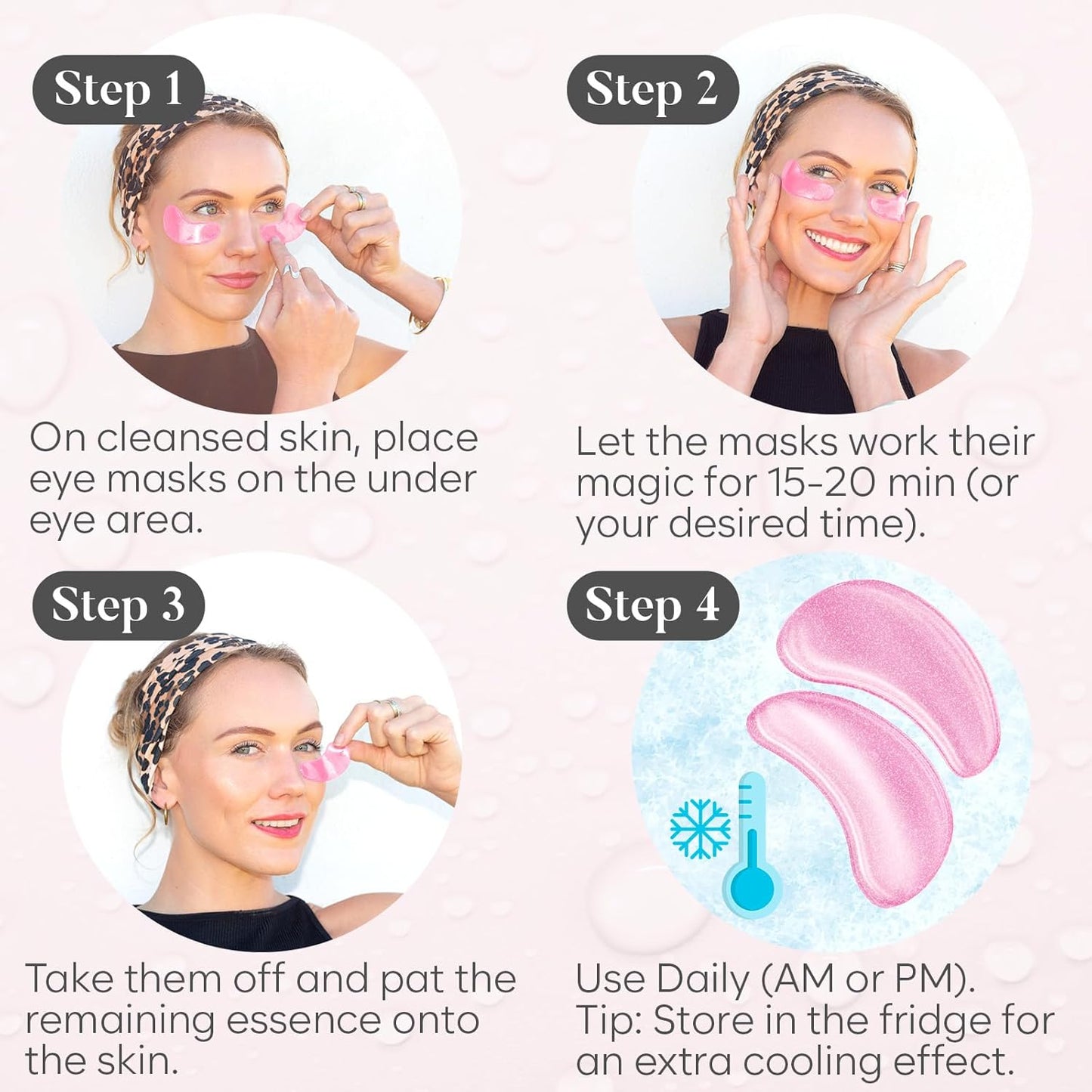 Rose Eye Mask (30 Pairs) | Eye Masks with Niacinamide & Hyaluronic Acid | Under Eye Patches for Dark Circles | Under Eye Patches for Puffy Eyes | Eye Care