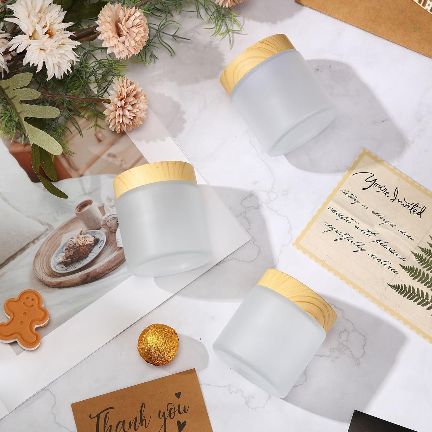 Geiserailie 3 Pieces Glass Cosmetic Containers Empty Sample Jars with Leak Proof Lids Makeup Sample Containers for Lotion Cream Cosmetic (100 Gram)