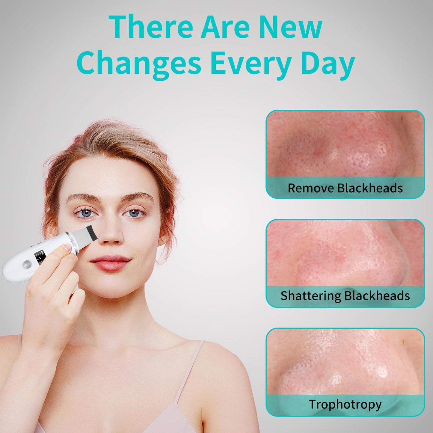 Skin Scrubber Face Spatula - 4-in-1 Deep Cleansing Tool for Pore Extraction, Fast Charging Dock Blackhead Remover Face Spatula for Facial Skincare Women Gift (White)