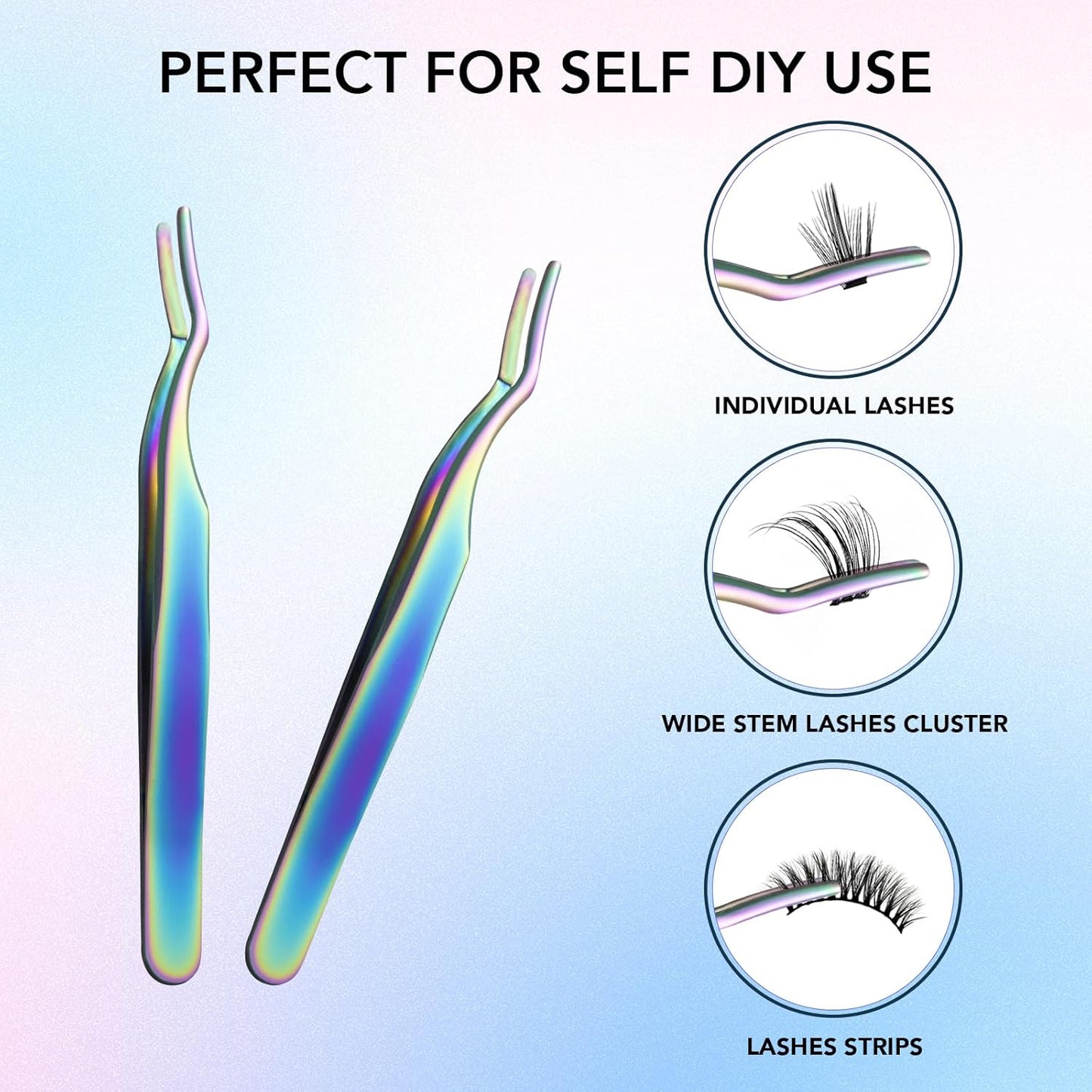 GOLLEE Lash Applicator Tool Eyelash Applicator Tool for Lash Clusters Lash Extension Tweezers Eyelash Tweezers DIY Lash Applicator Tweezers for Lash Application and Removal, Classic style