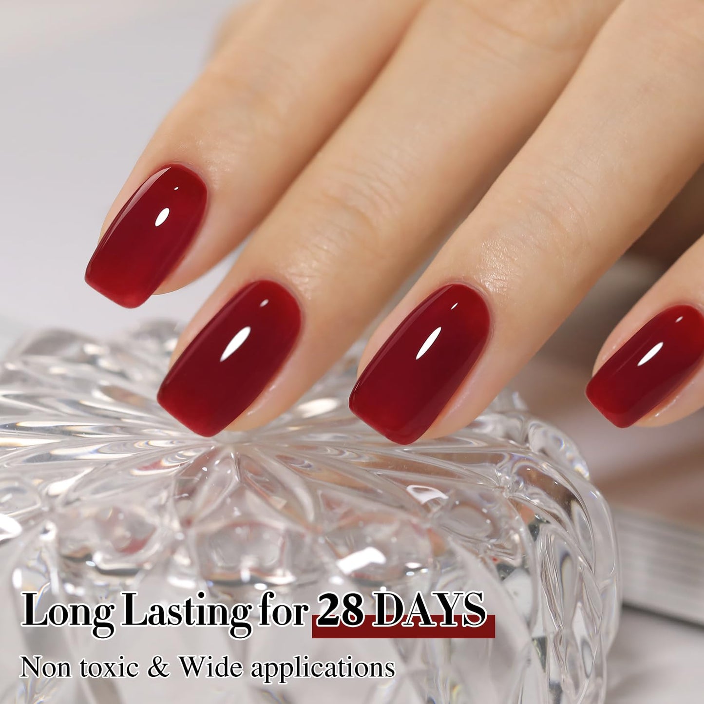 Double Rhythm Translucent Gel Polish Sheer Neutral Natural Light Milky Same Color Same Bottle 15ML Jelly Nail Polish Nail Art DIY at Home (Jelly Burgundy-A1400)