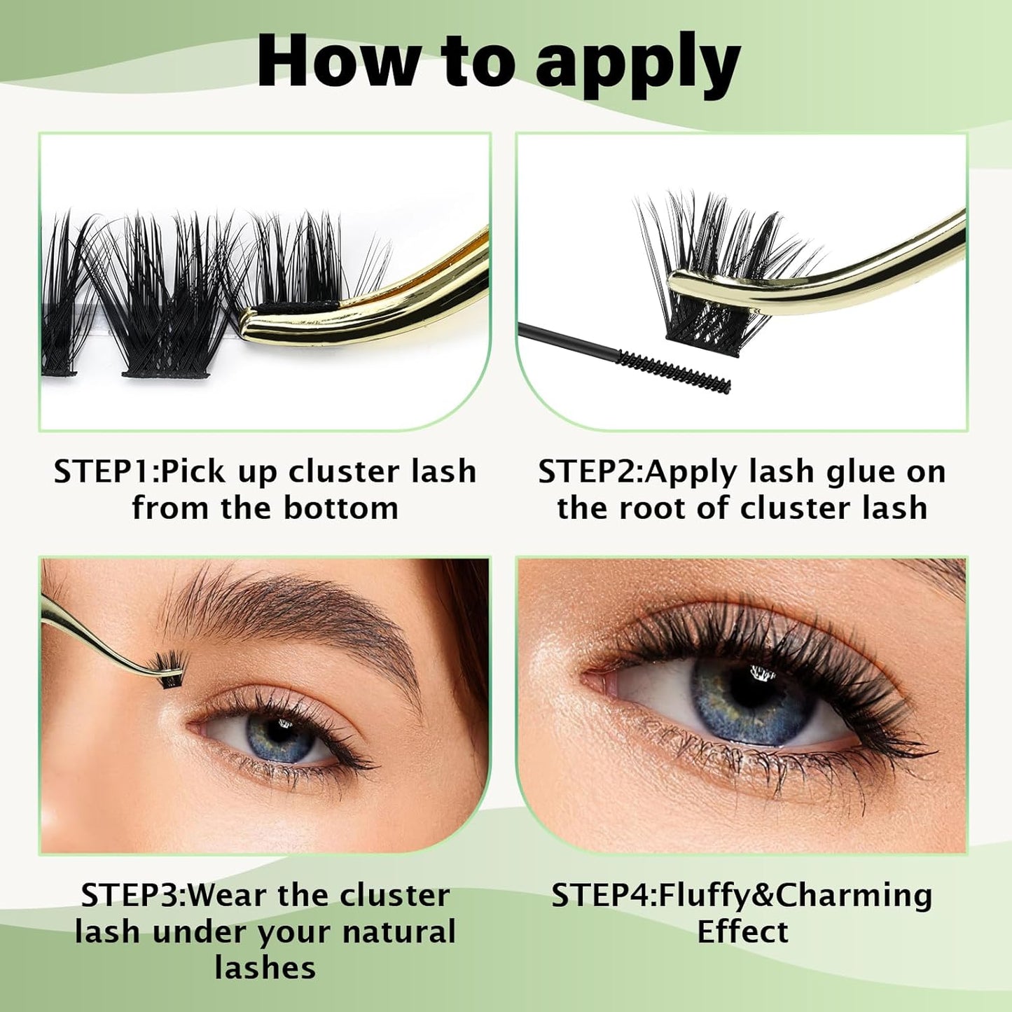 Lash Clusters 96pcs Individual Lashes D Curl 18mm Eyelash Clusters KEYYOU Volume Wispy Lash Extension Soft&Comfortable Easy DIY at Home(Y22,D-18mm)
