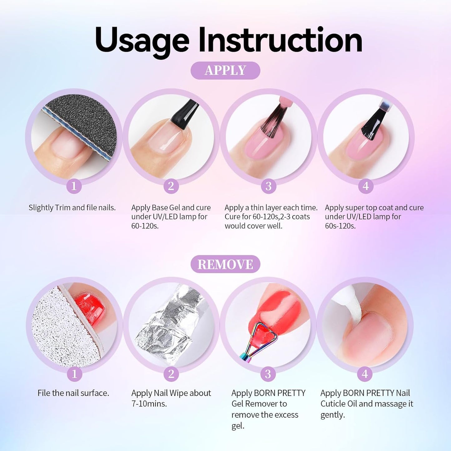 Born Pretty Color Changing Gel Nail Polish, 6 Colors Glitter Temperature Change Gel Polish Red Hot Pink Blue Long Lasting Nail Polish U V Set for Manicure and Nail Art, DIY at Home, Salon-Quality 7ml