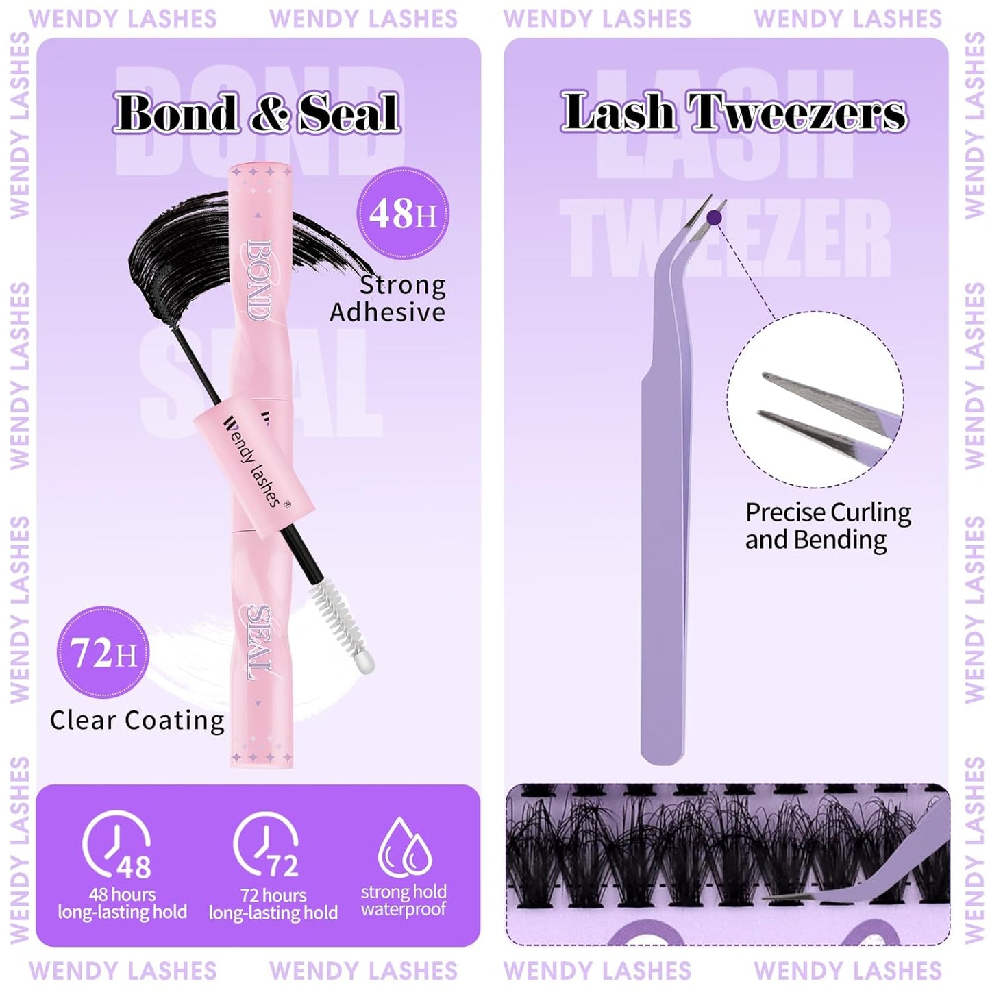 DIY Wispy Lash Extension Kit Individual Spike Manga Lash Clusters Kit with Bottom Lashes, Lash Bond and Seal, Lash Tweezers Eyelash Extension Kit for Self Use(60+80,12-18mm,0.07D,Kit)
