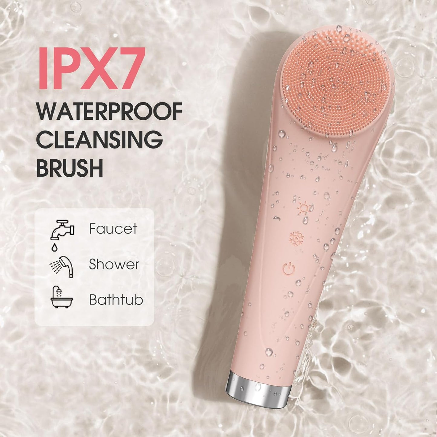 Facial Cleansing Brush,Silicone Face Scrubber,Pore Scrubber for Women Men,IPX7 Waterproof Exfoliating Face Brush,Rechargeable Electric Face Scrub,Pink