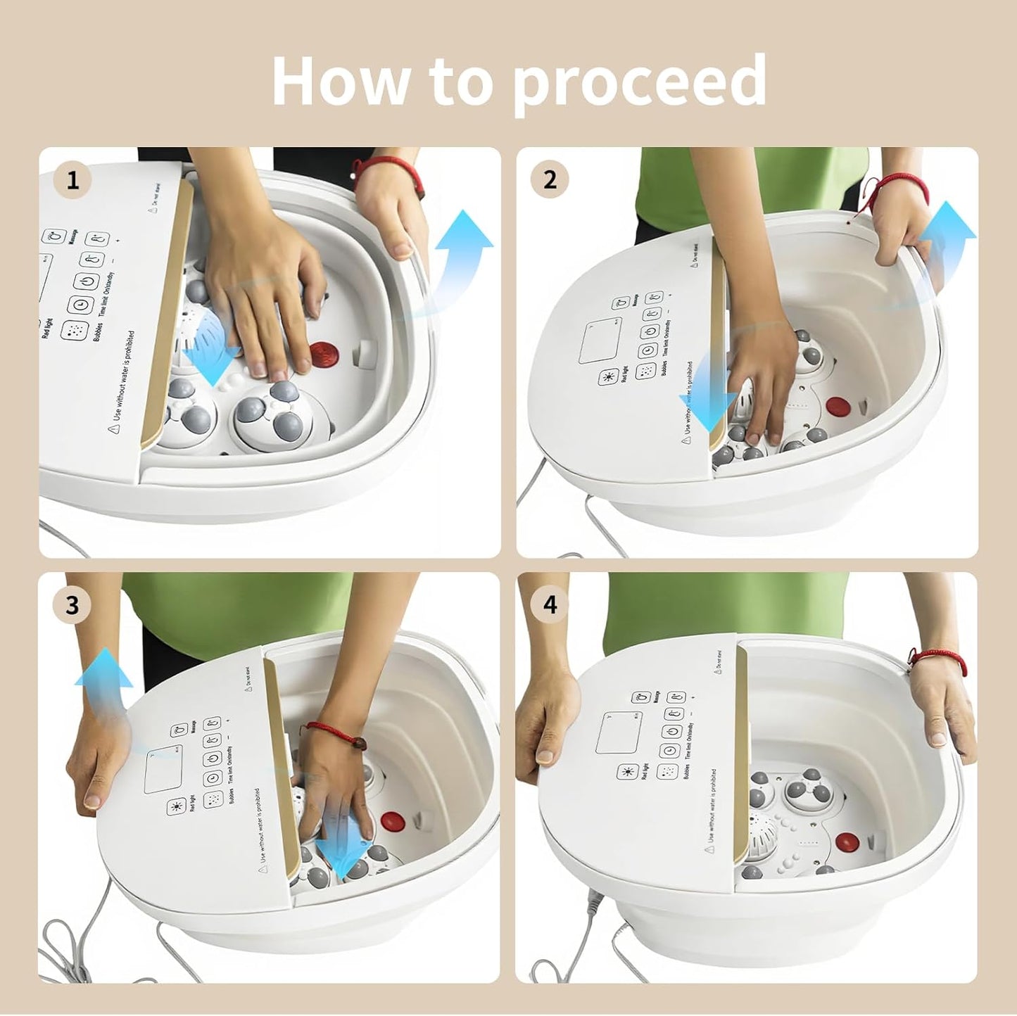 Collapasible Foot Spa Bath Massager with Heat, Pedicure Foot Spa with Bubbles/Timer/Temperature Control, Feet Soak Tub for Home, Office, Relaxation and Stress Relief, Gift for Men and Women (White)