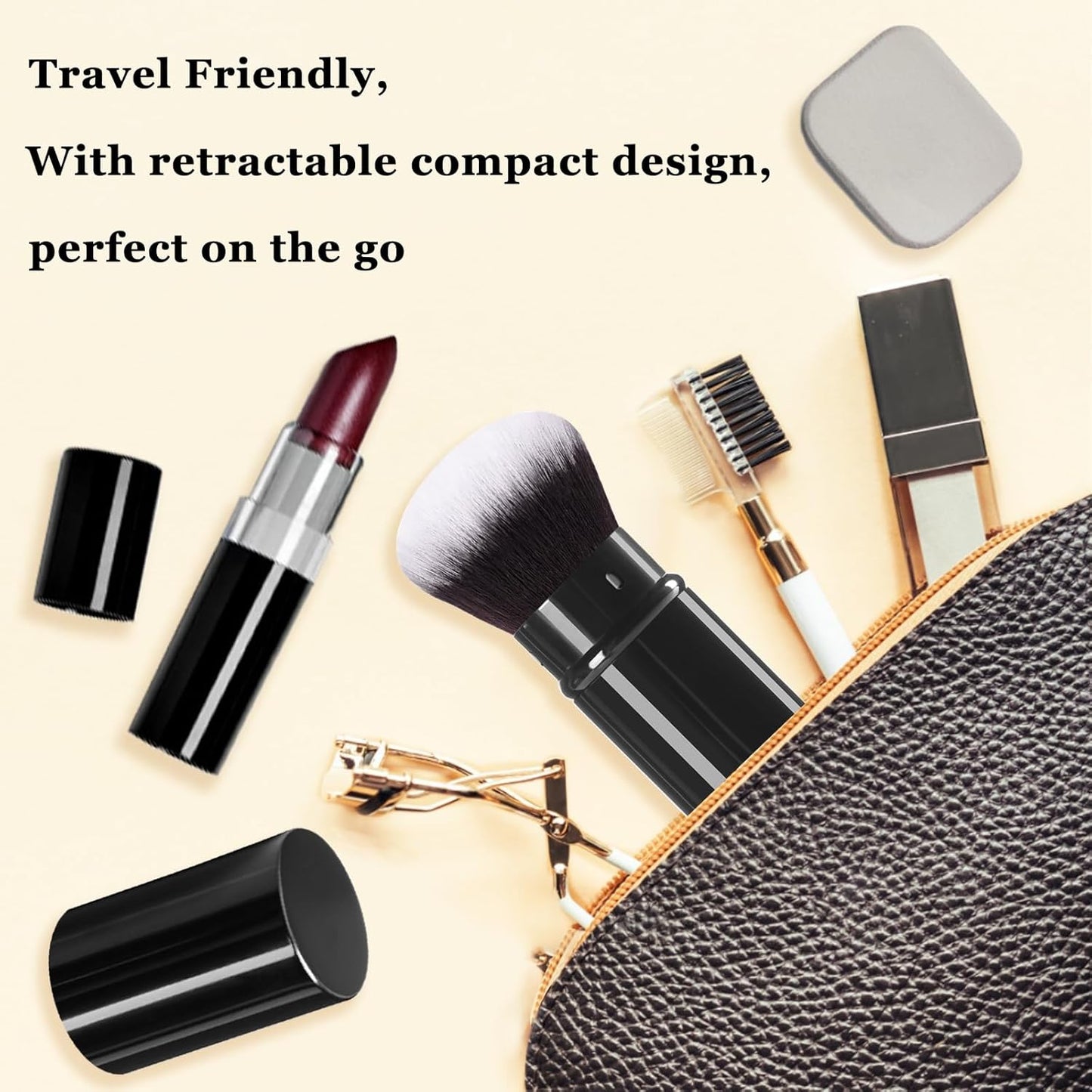 Retractable Makeup Brush,Travel Kabuki Powder Makeup Brush Face Blush Brushes for Blending Liquid, Foundation, Blush, Bronzer, Buffing, Sunscreen,Flawless Cosmetics