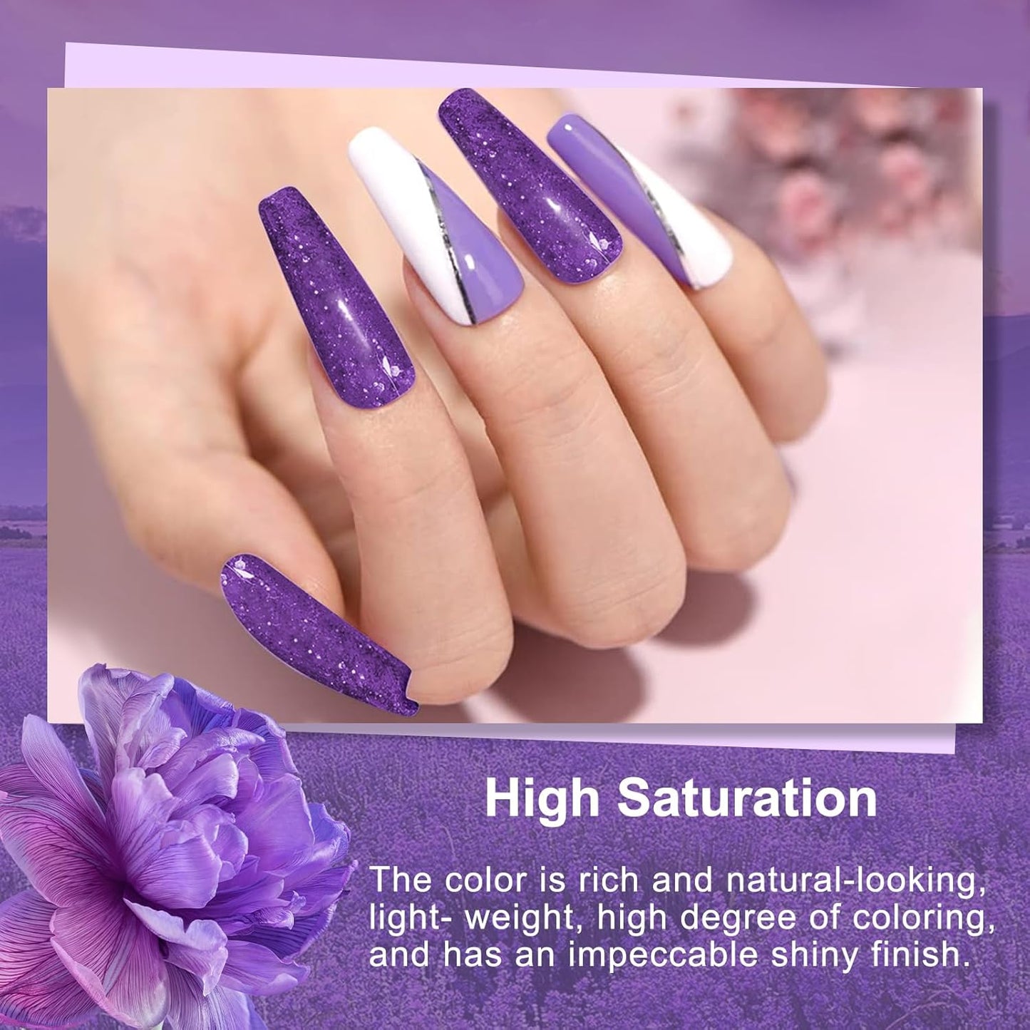 Dip Powder Nail Kit for 4 Colors System Starter Kit Acrylic Dipping System,4 PCS Dipping Powder,4 PCS 10ml Liquid Nail Kit Purple Blue Acrylic Set (Dip-7pcs-3)