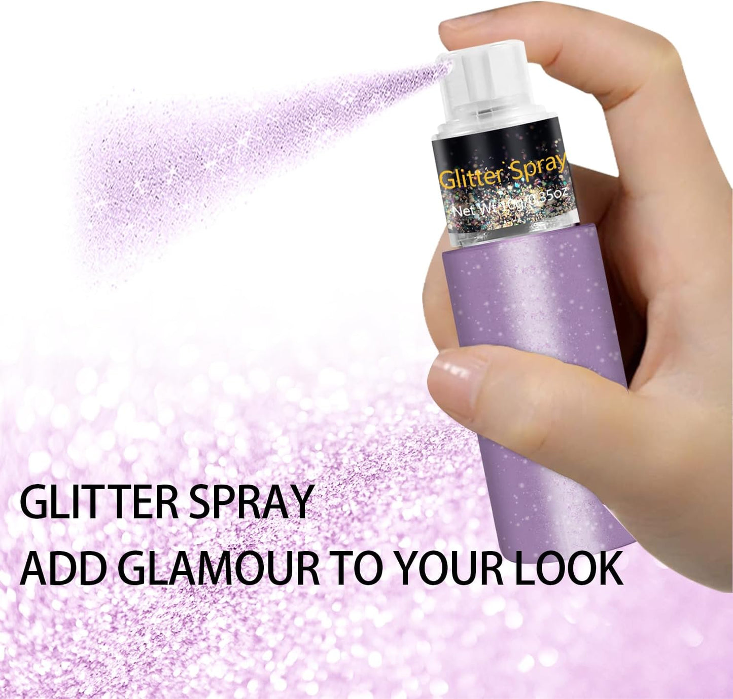 Hair and Body Glitter Spray, Holographic Glitter Highlighter Powder, Face Body Clothes Shiny Glitter, Loose Shimmer Hairspray Festival Rave Prom Accessories, 10g (05# Purple)