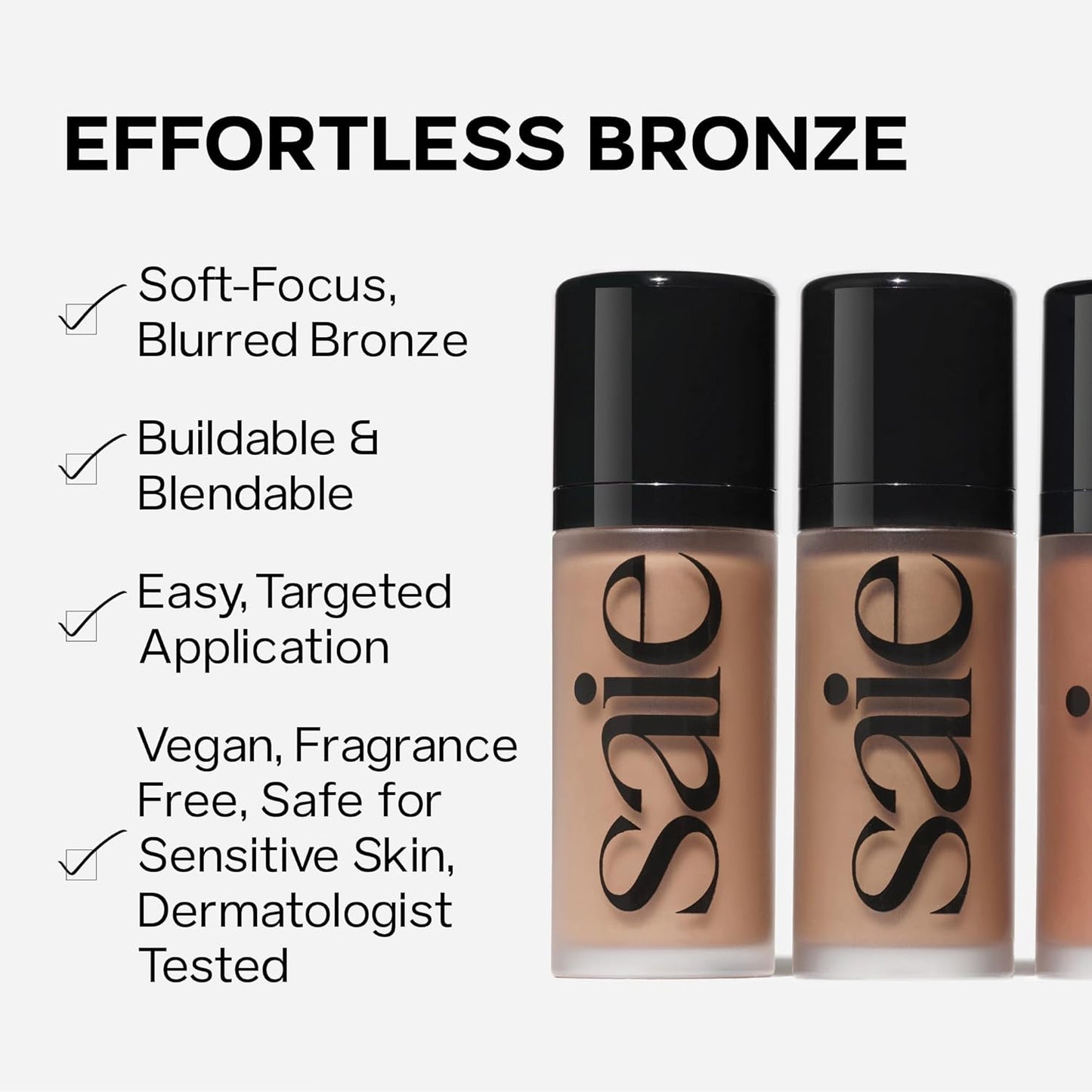 Saie Dew Bronze - Hydrating Liquid Bronzer Stick For a Sun Kissed Glow - Liquid Contour Stick Infused with Nourishing Skin Care Ingredients - Sculpted Face Makeup Essential - Salt (0.4 oz)